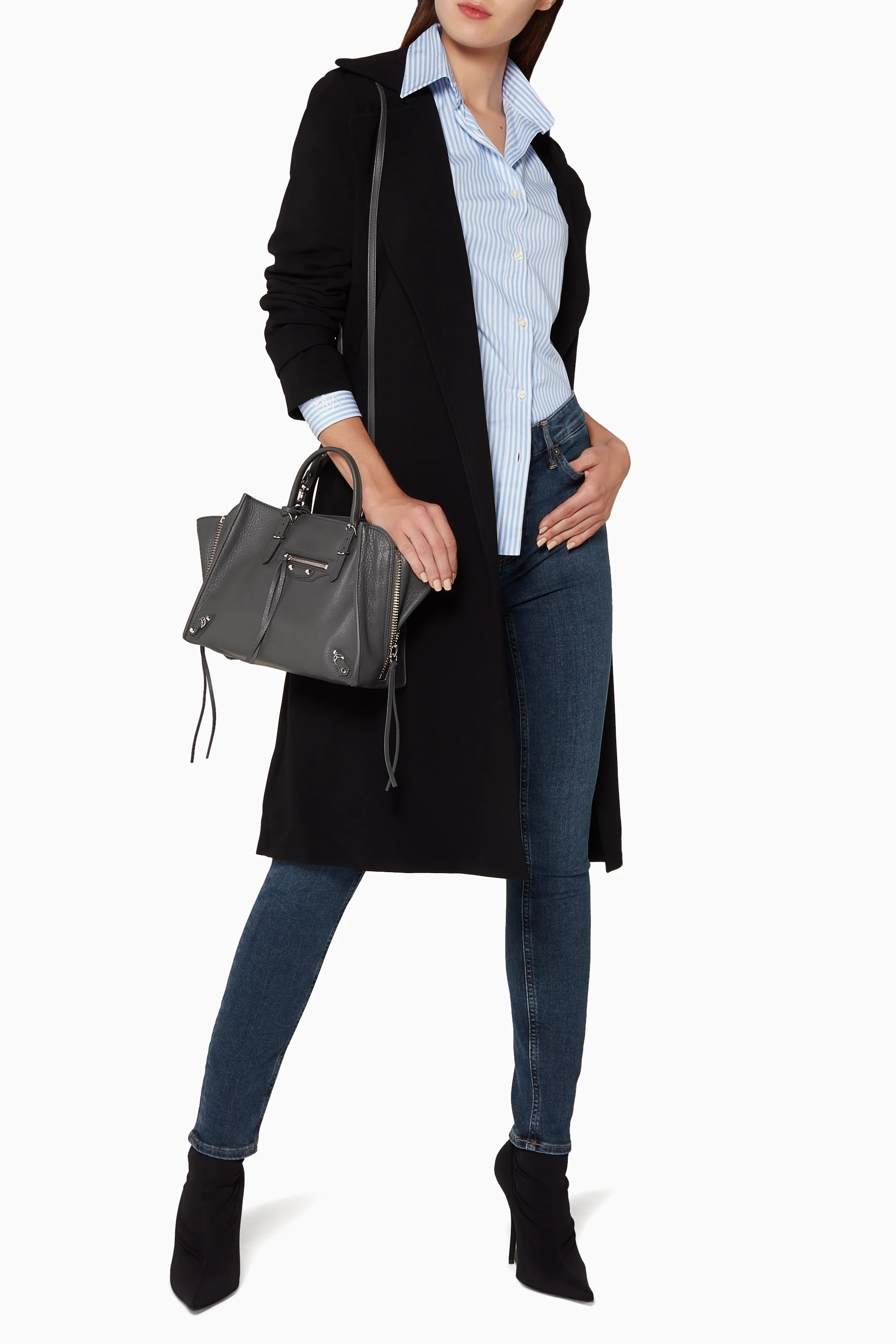 Buy Balenciaga Grey Grey Papier A6 Side Zip Shoulder Bag for Women