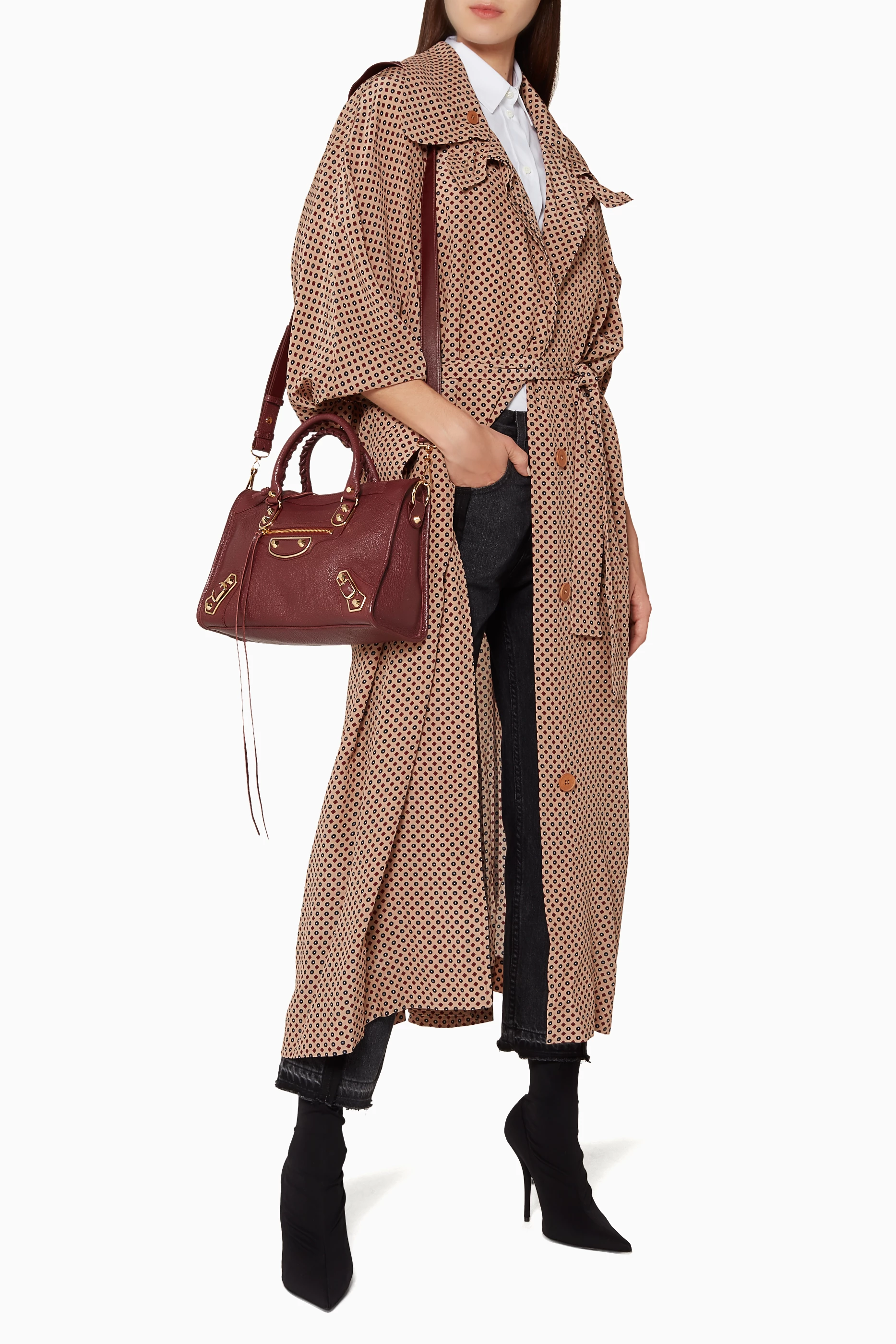 Balenciaga burgundy bag hot sale