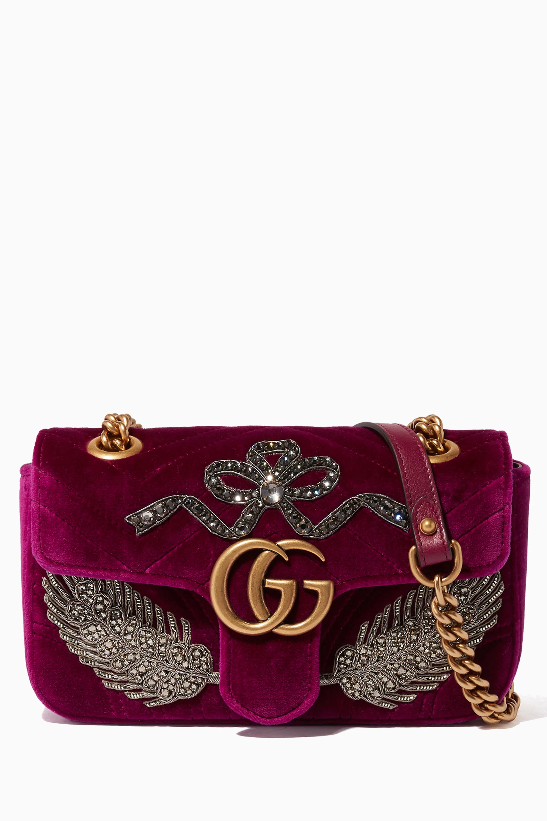 Buy Pink Purple Mini GG Marmont 2.0 Velvet Shoulder Bag for Women