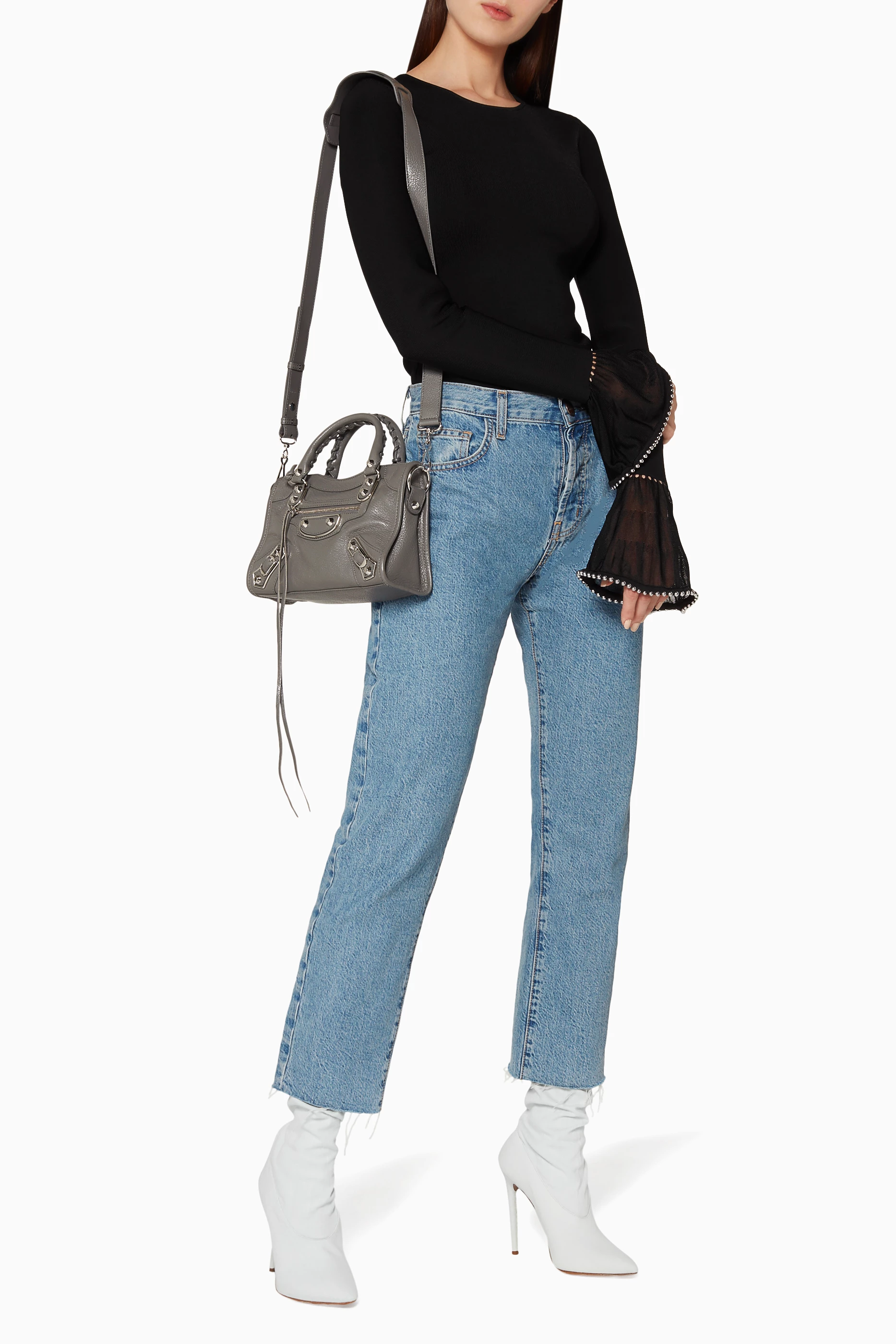Buy Balenciaga Grey Dark Grey Metallic Mini Classic City Edge
