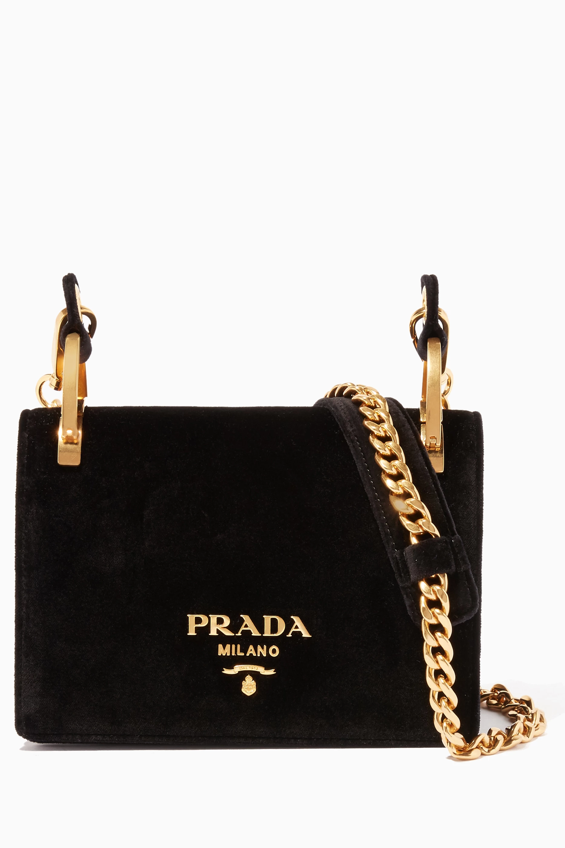 Buy Prada Black Black Velvet Cross Body Bag for Women in UAE