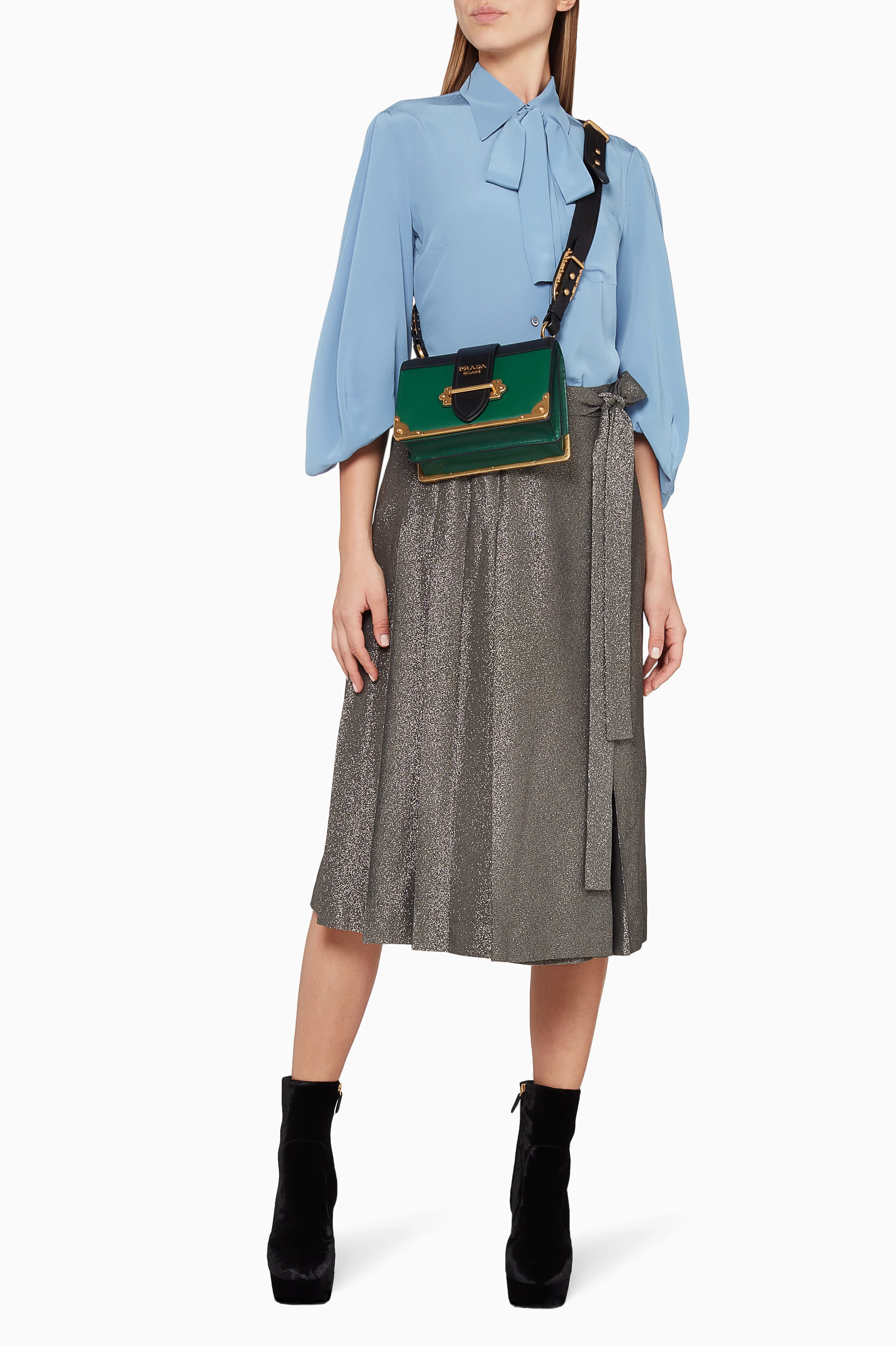 Prada cahier hotsell bag green