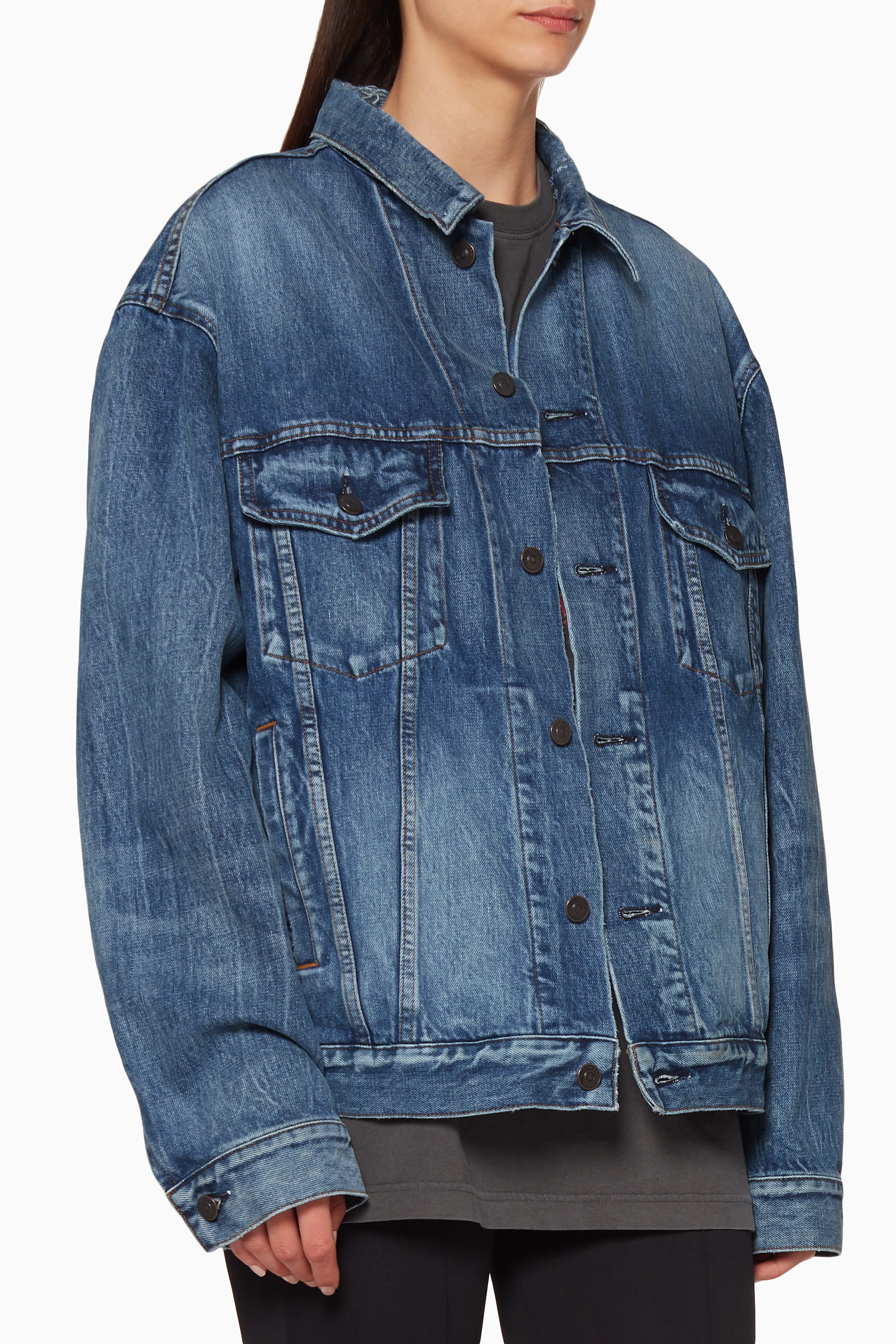 Buy Balenciaga Blue Blue Like A Man Denim Jacket for Women in UAE Ounass