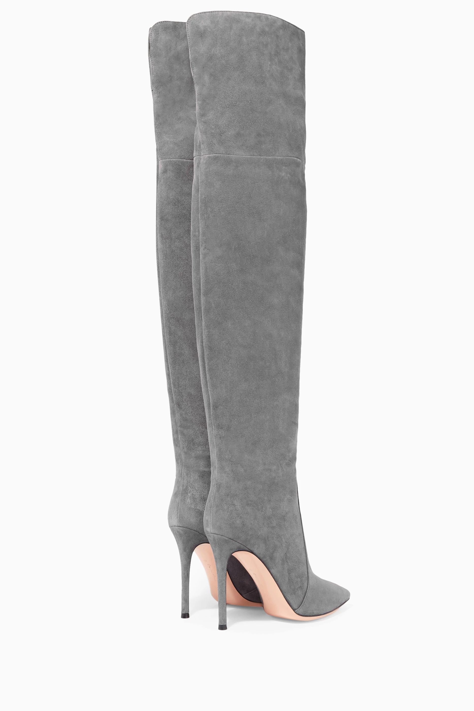 Over the knee heeled boots grey 2025