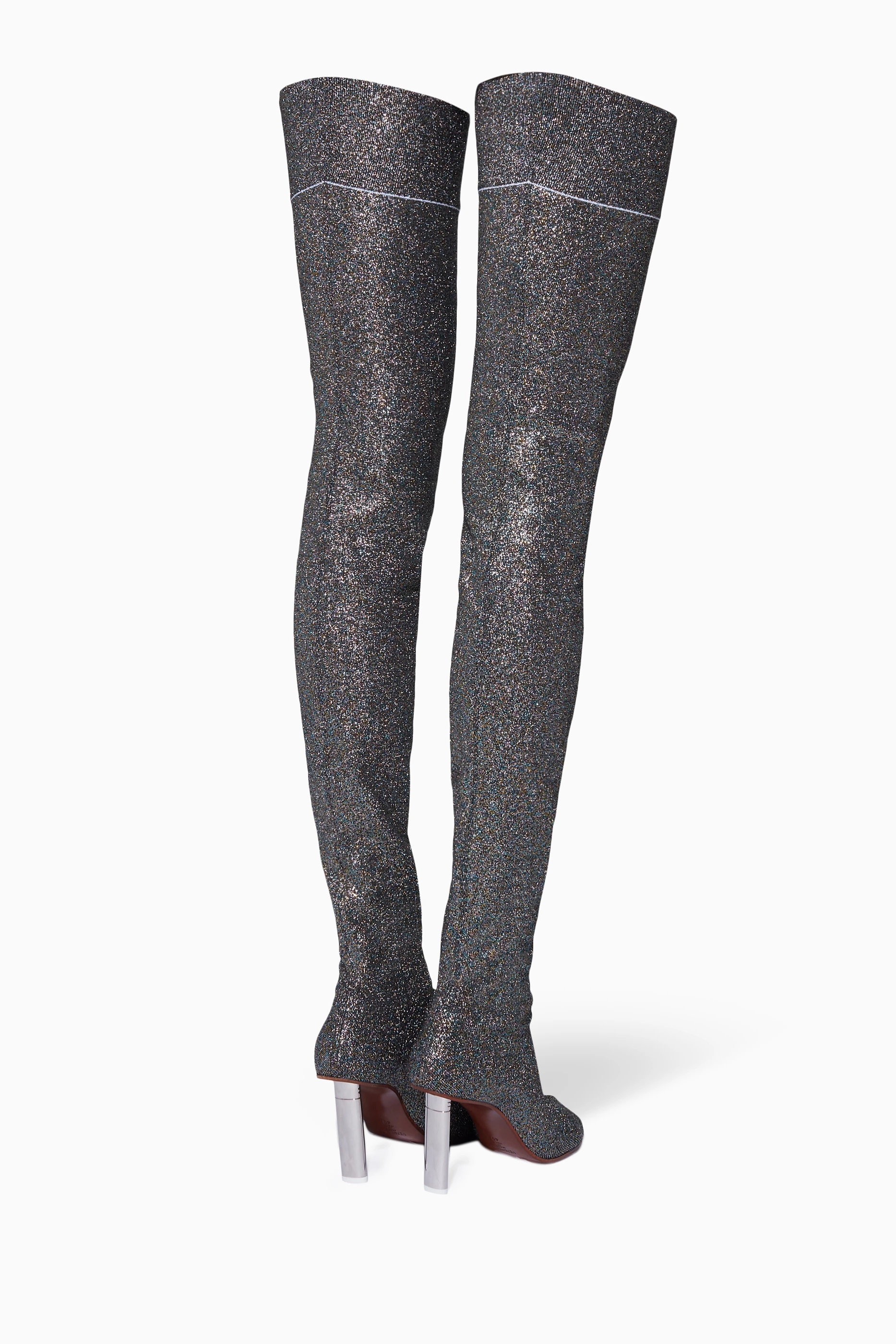 Buy Vetements Green Metallic Green Over The Knee Sock Boots for