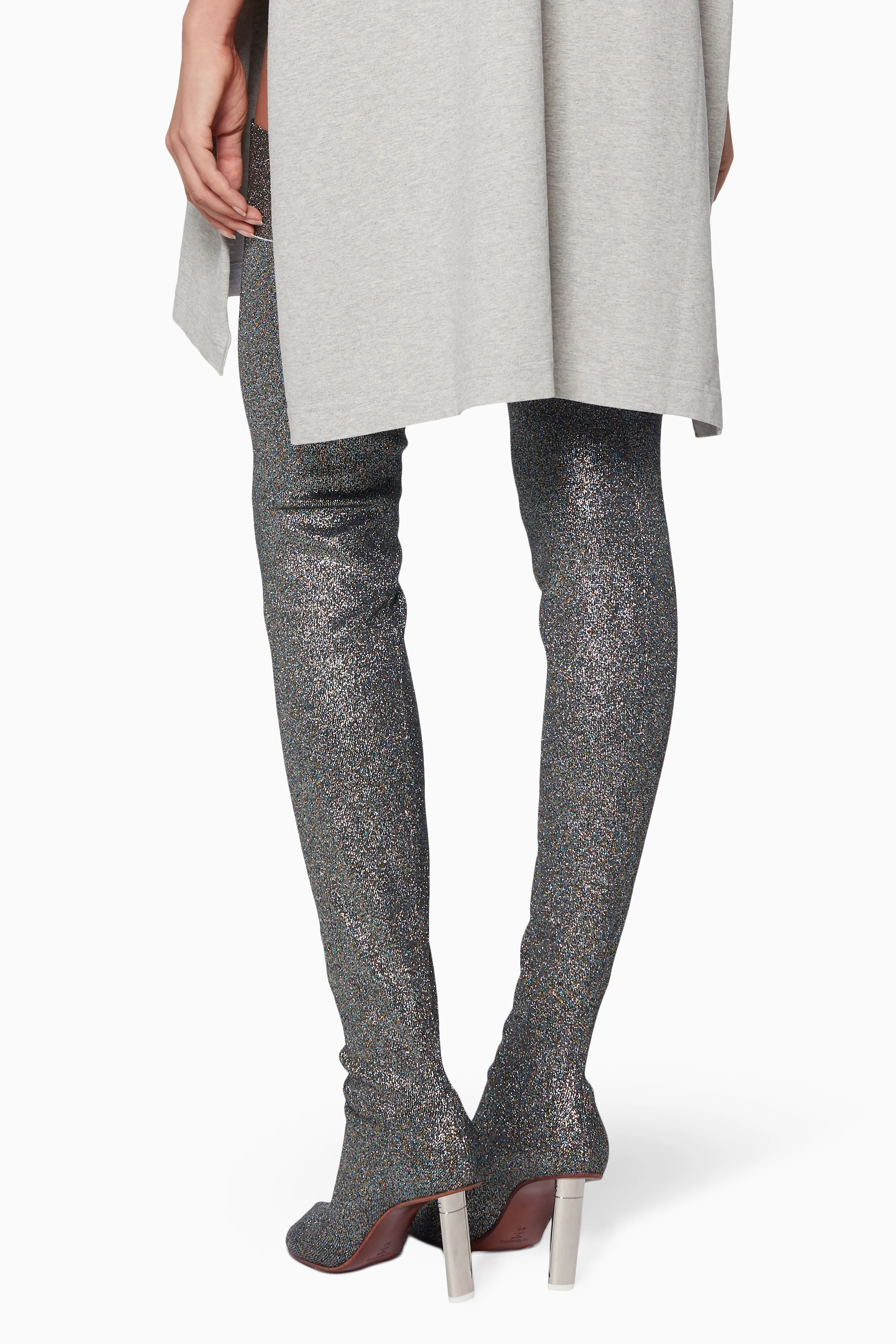 Buy Vetements Green Metallic Green Over The Knee Sock Boots for