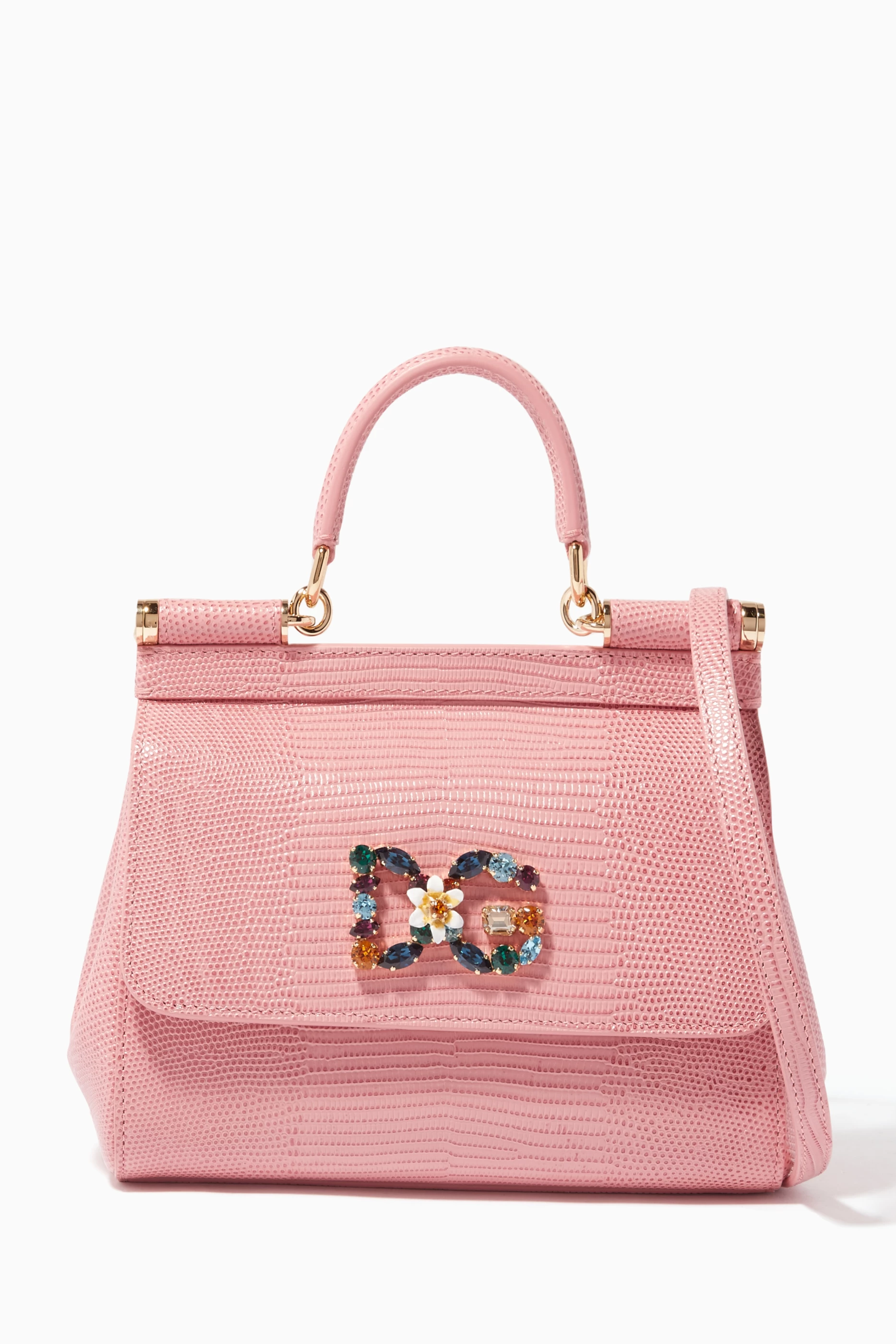 Buy Dolce Gabbana Pink Pink Small Iguana Effect Miss Sicily Bag for Women in UAE Ounass