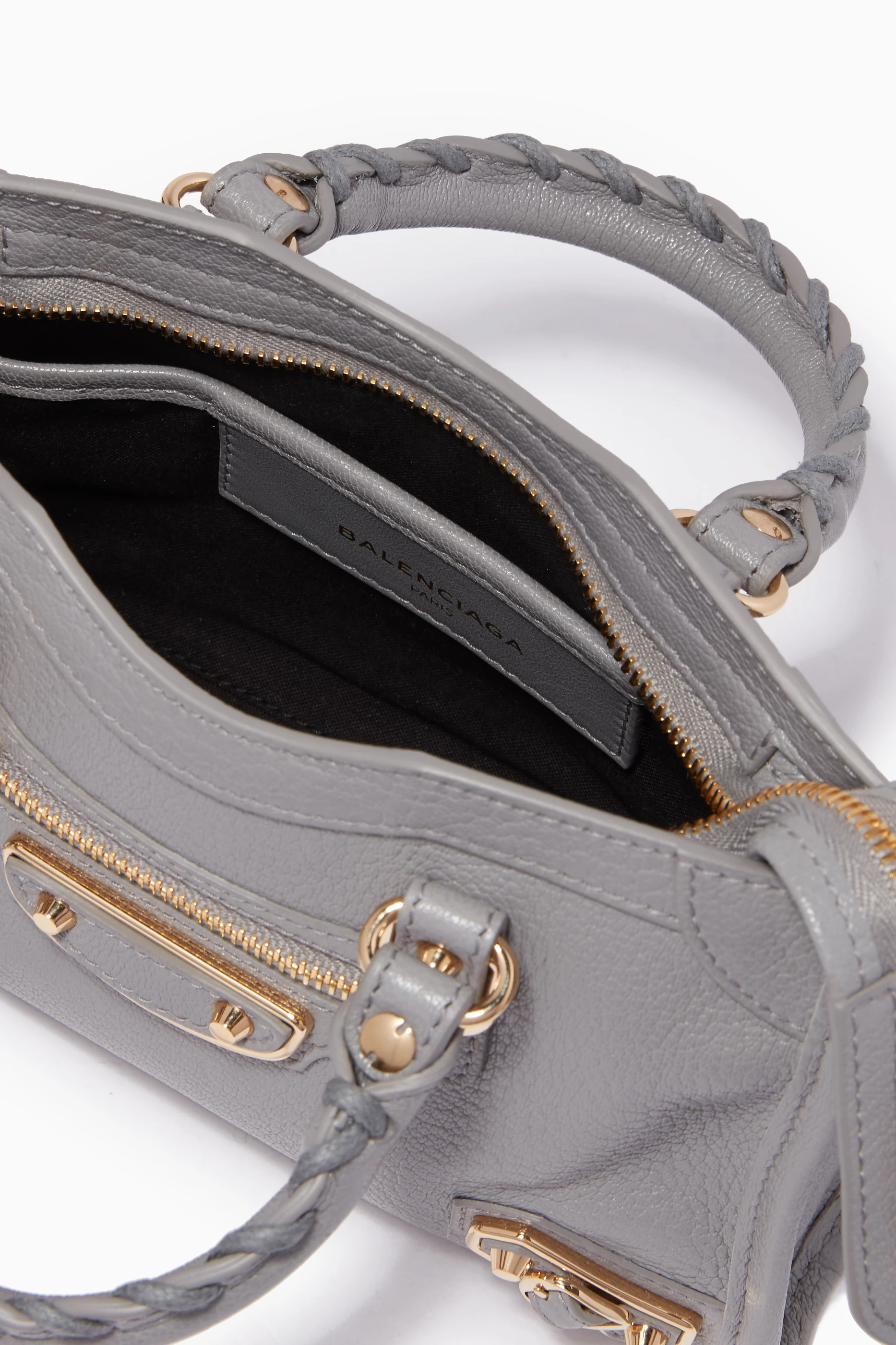 Buy Balenciaga Grey Grey Nano Classic Metallic Edge City Cross