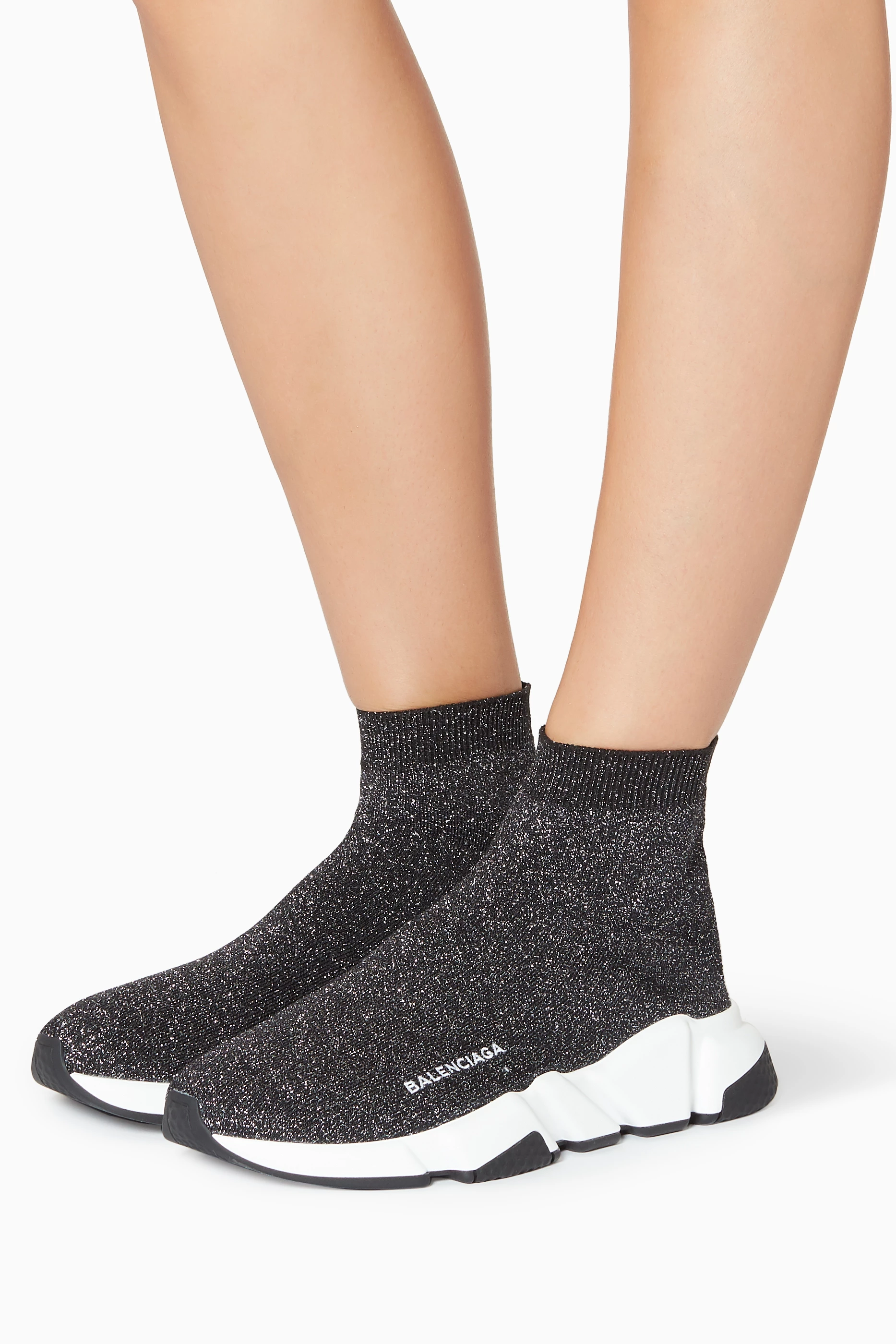 Buy Balenciaga Black Black Lurex Speed High Top Sneakers for Women in UAE Ounass
