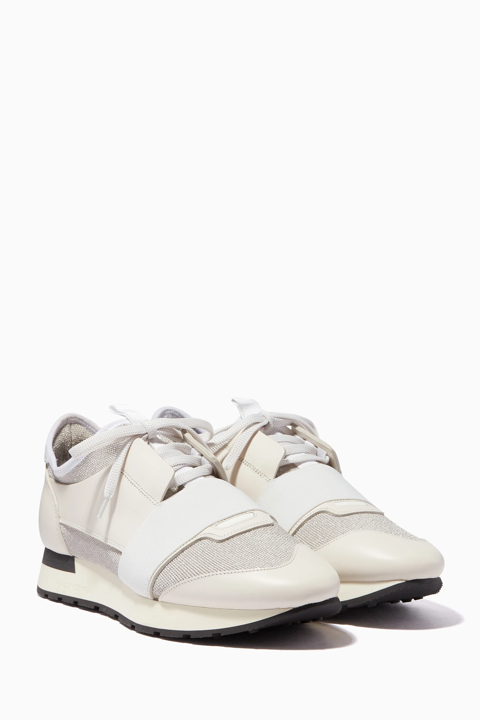 Buy Balenciaga Silver Silver White Lurex Race Runner Sneakers for Women in UAE Ounass