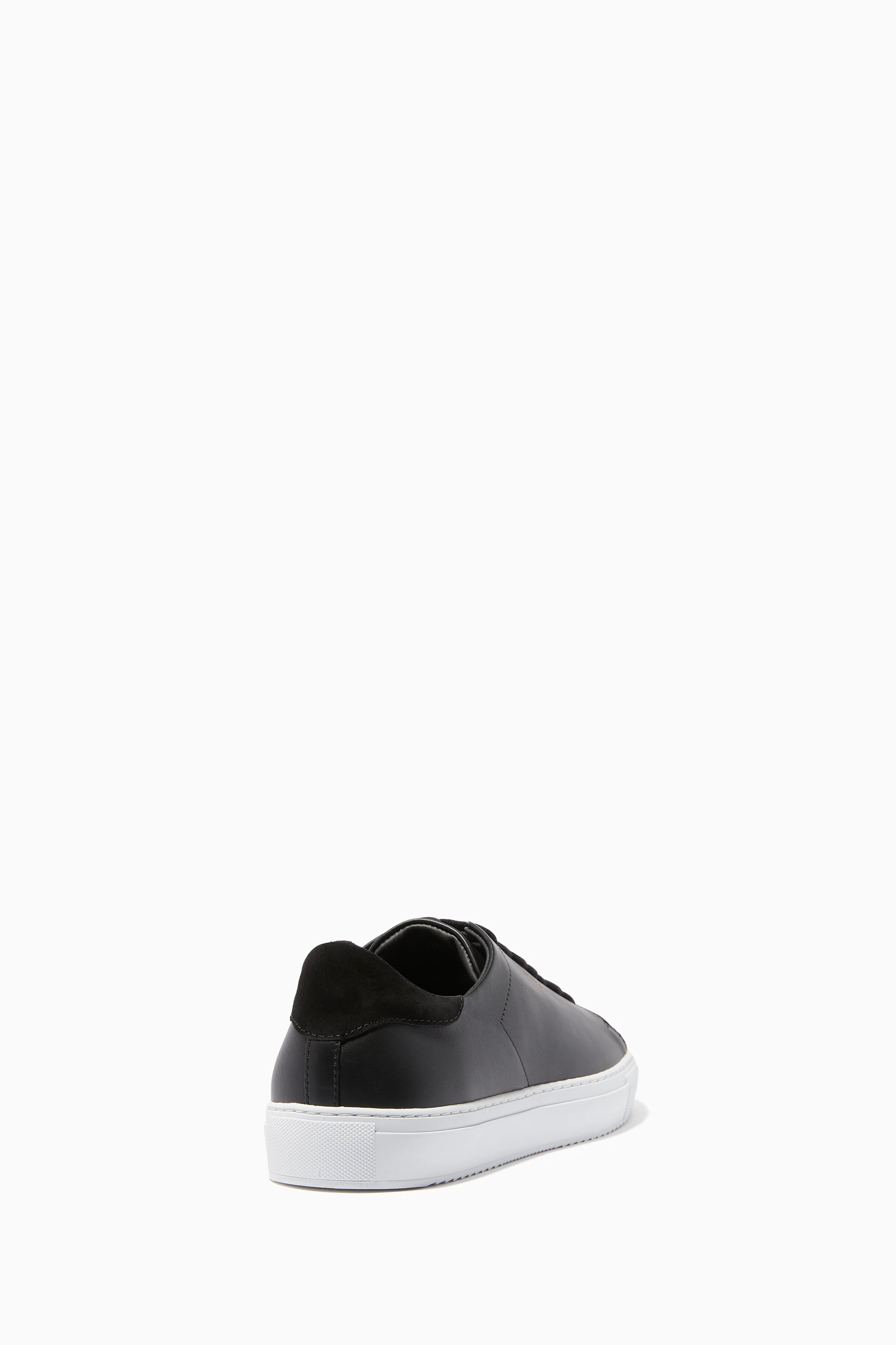 Black leather trainers shop white sole mens