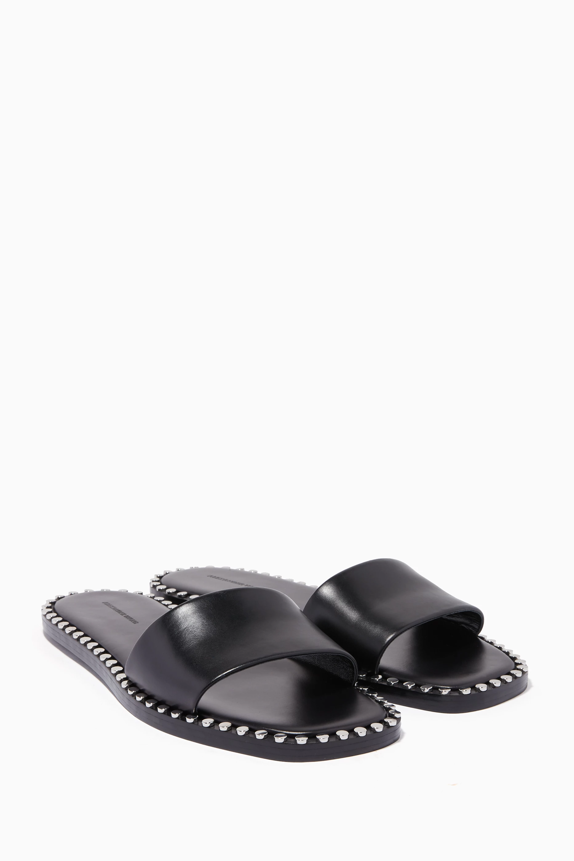 Buy Alexander Wang Black Black Lola Studded Flat Sandal for Women in UAE Ounass