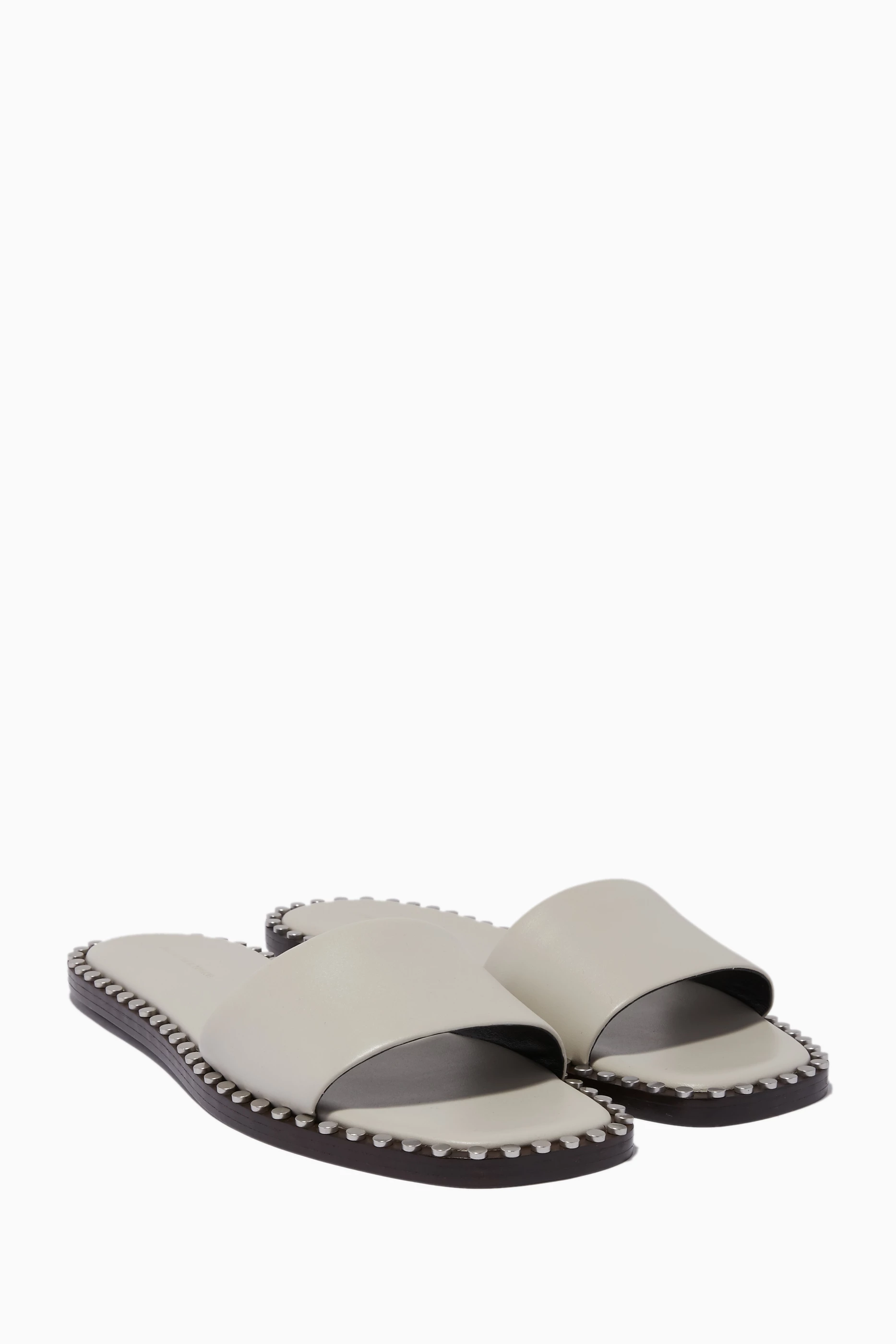 Buy Alexander Wang Grey Light Grey Lola Studded Flat Sandal for Women in UAE Ounass