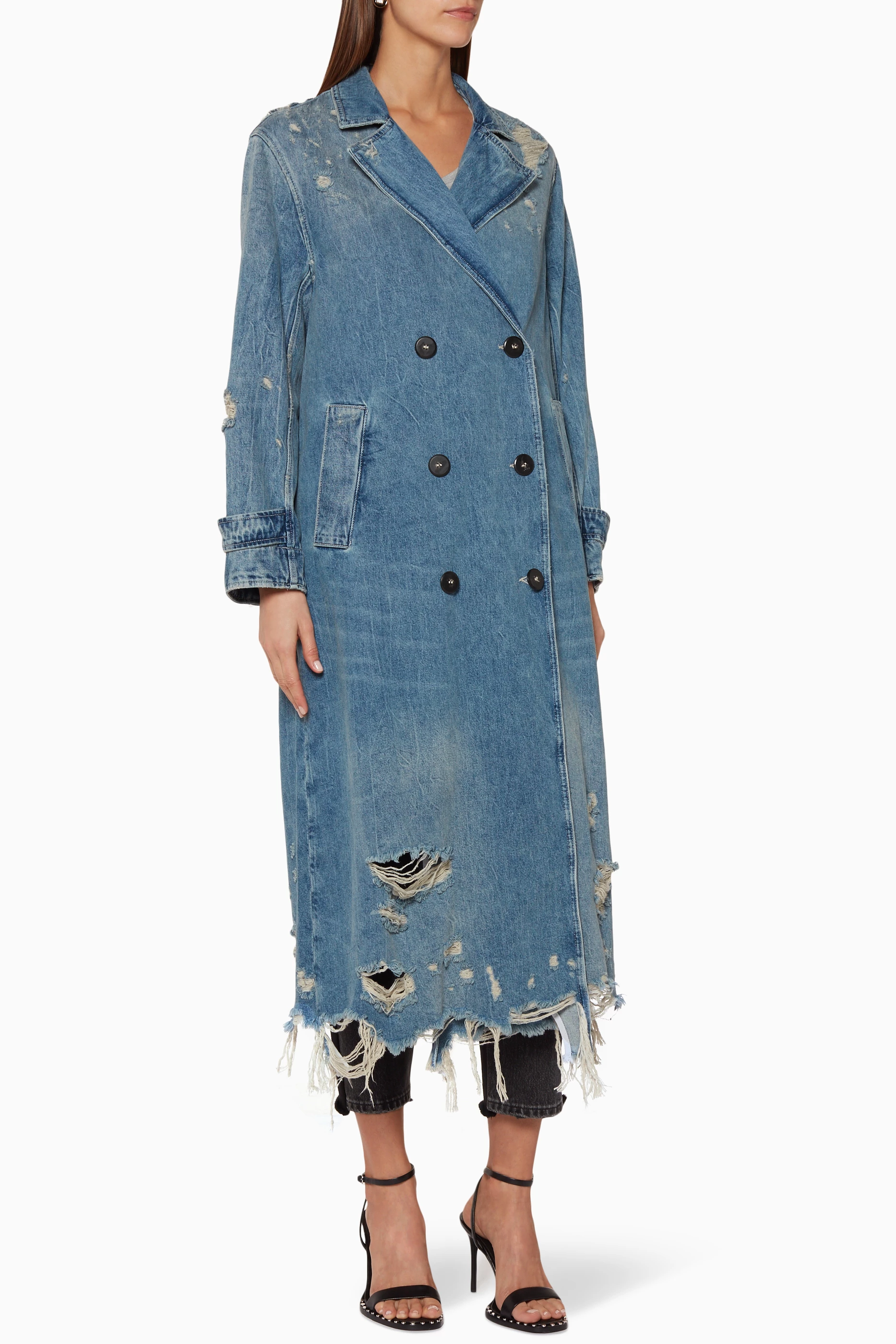 Buy Alexander Wang Blue Light Blue Denim Trench Coat for Women in UAE Ounass