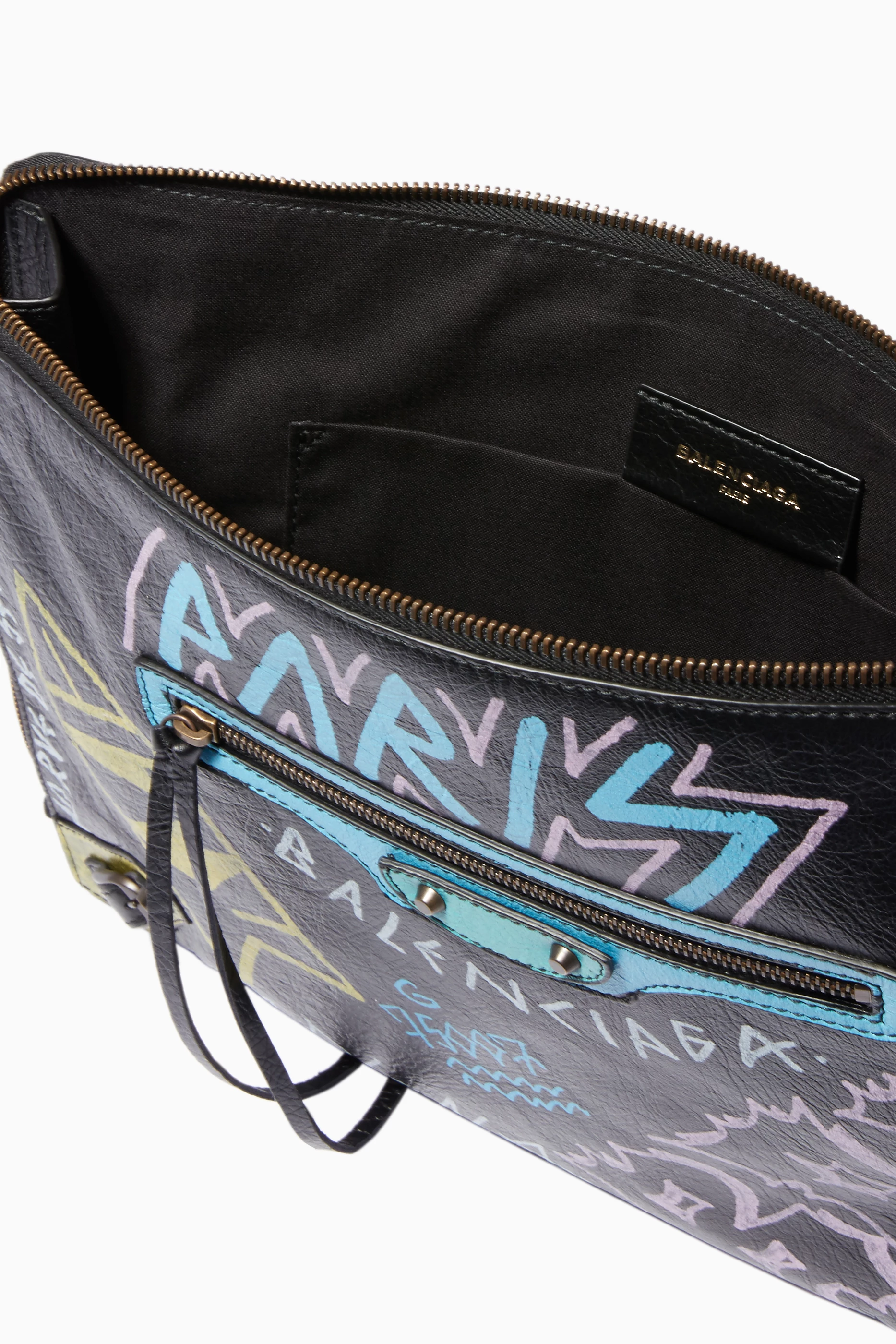 Balenciaga graffiti clutch best sale