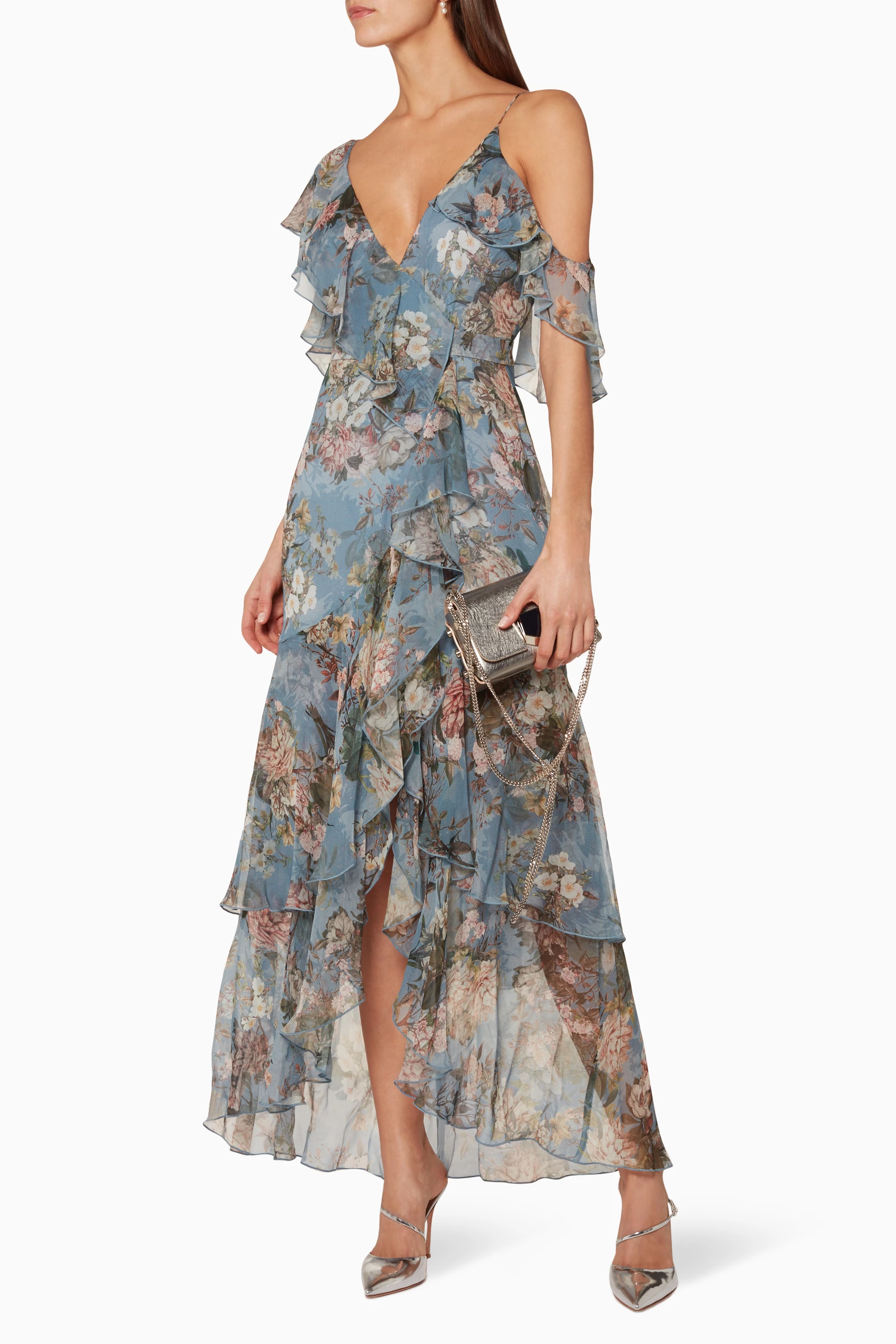 Nicholas arielle floral deals wrap maxi dress