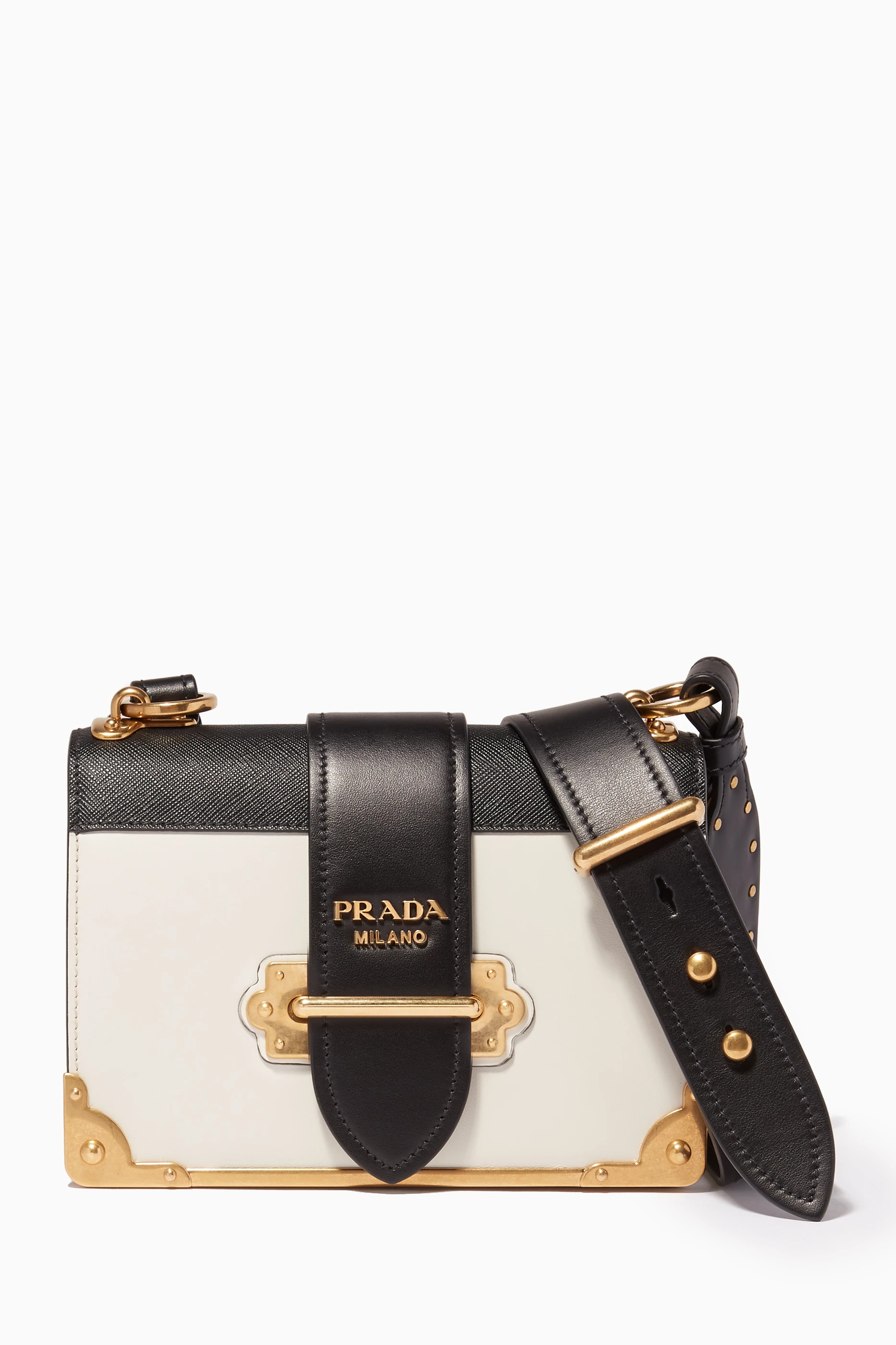 Prada cahier black best sale and white