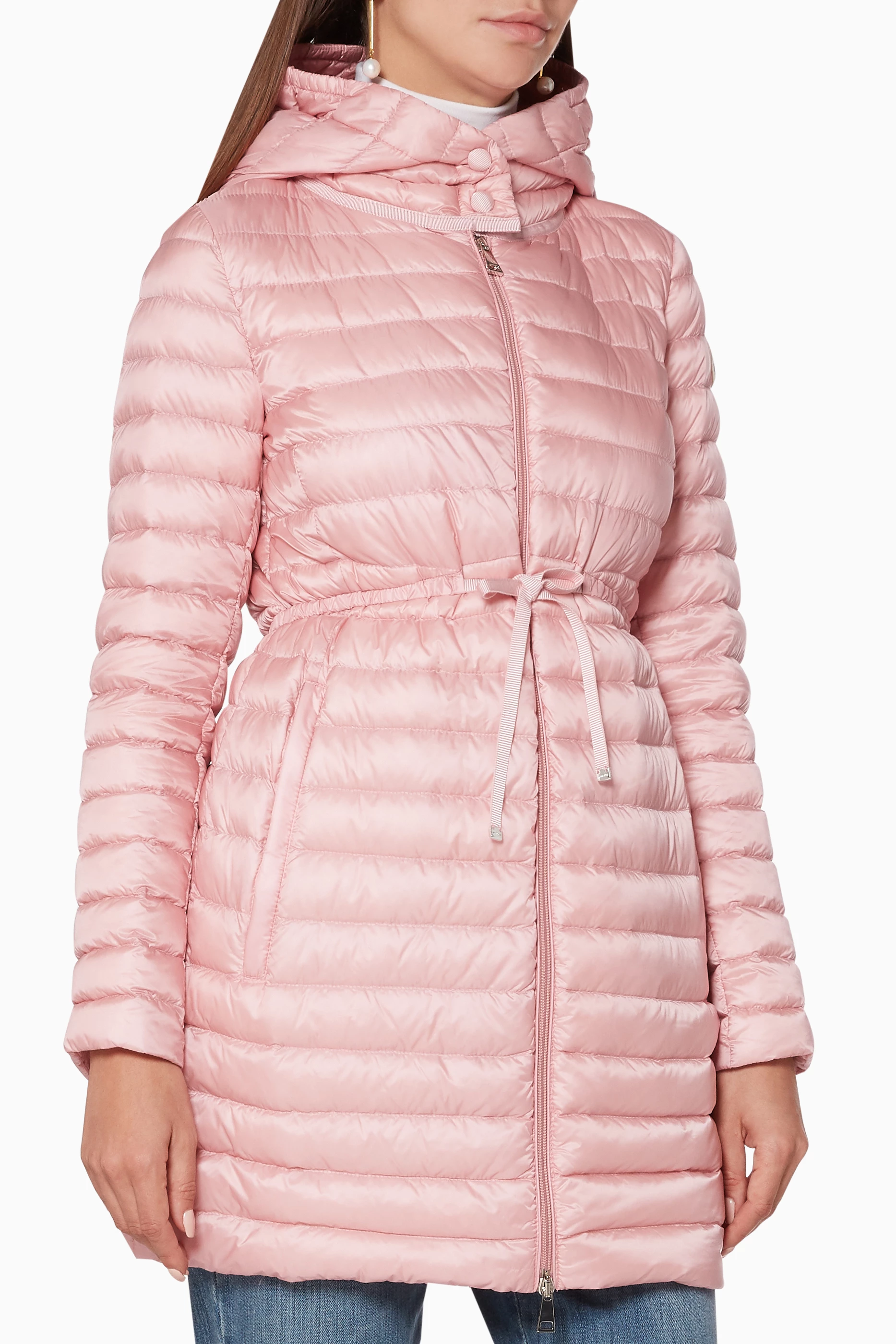 Buy Moncler Pink Barbel Quilted Hooded Coat for Women in UAE Ounass