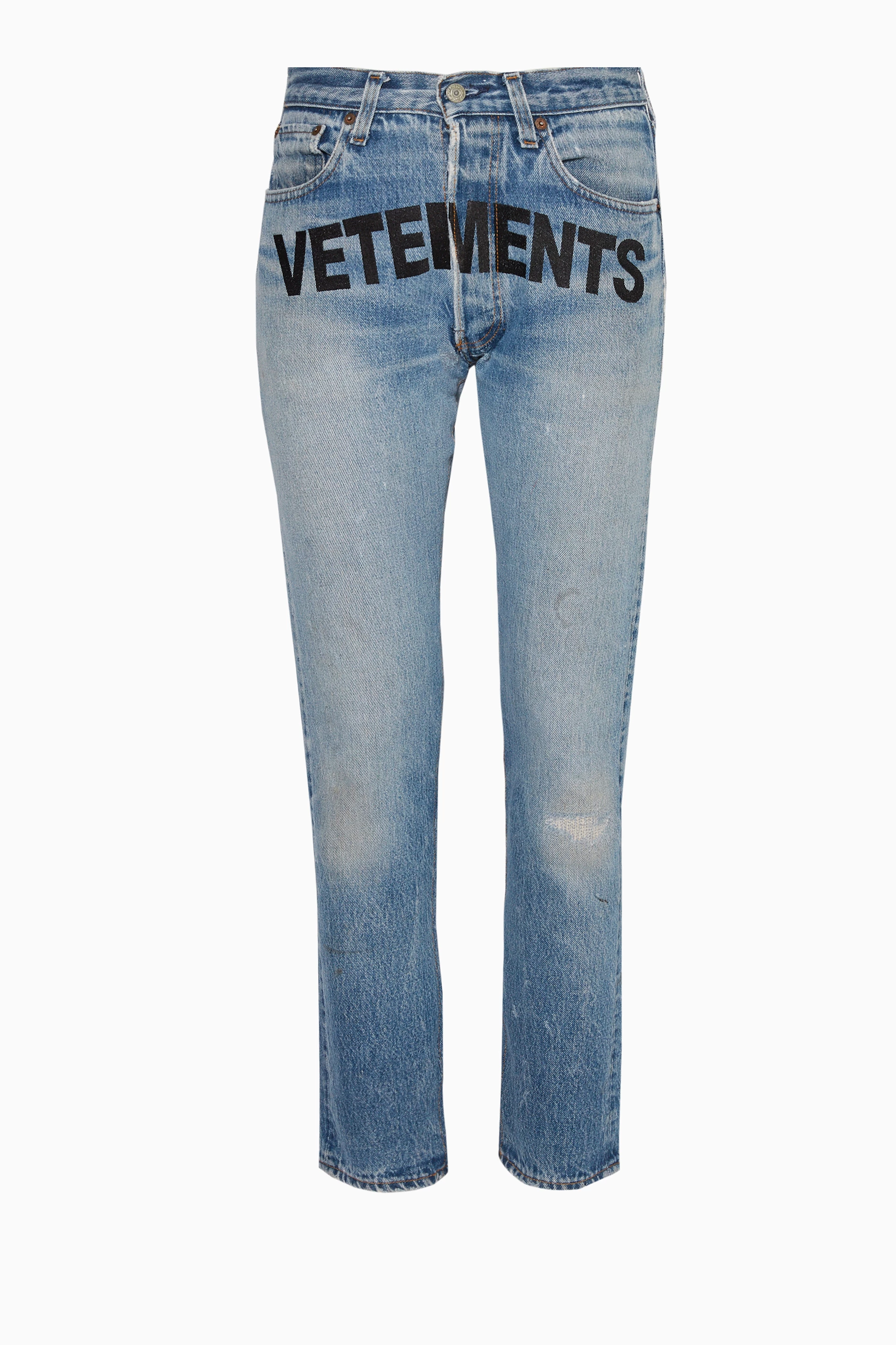 Buy Vetements Blue Blue Re Worked Denim Low Rise Jeans for Women