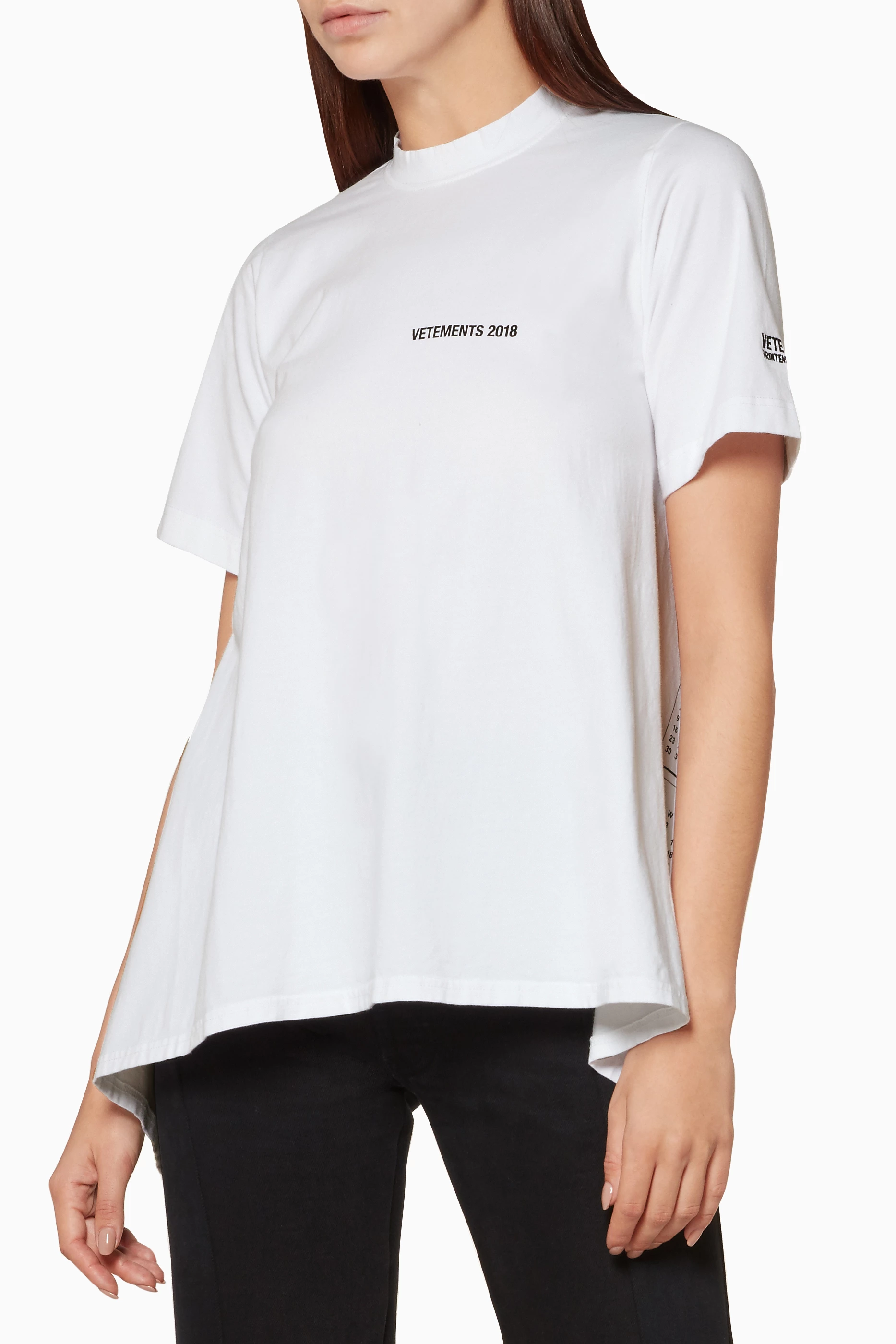 Buy Vetements White White Open Back Calendar T Shirt for Women in