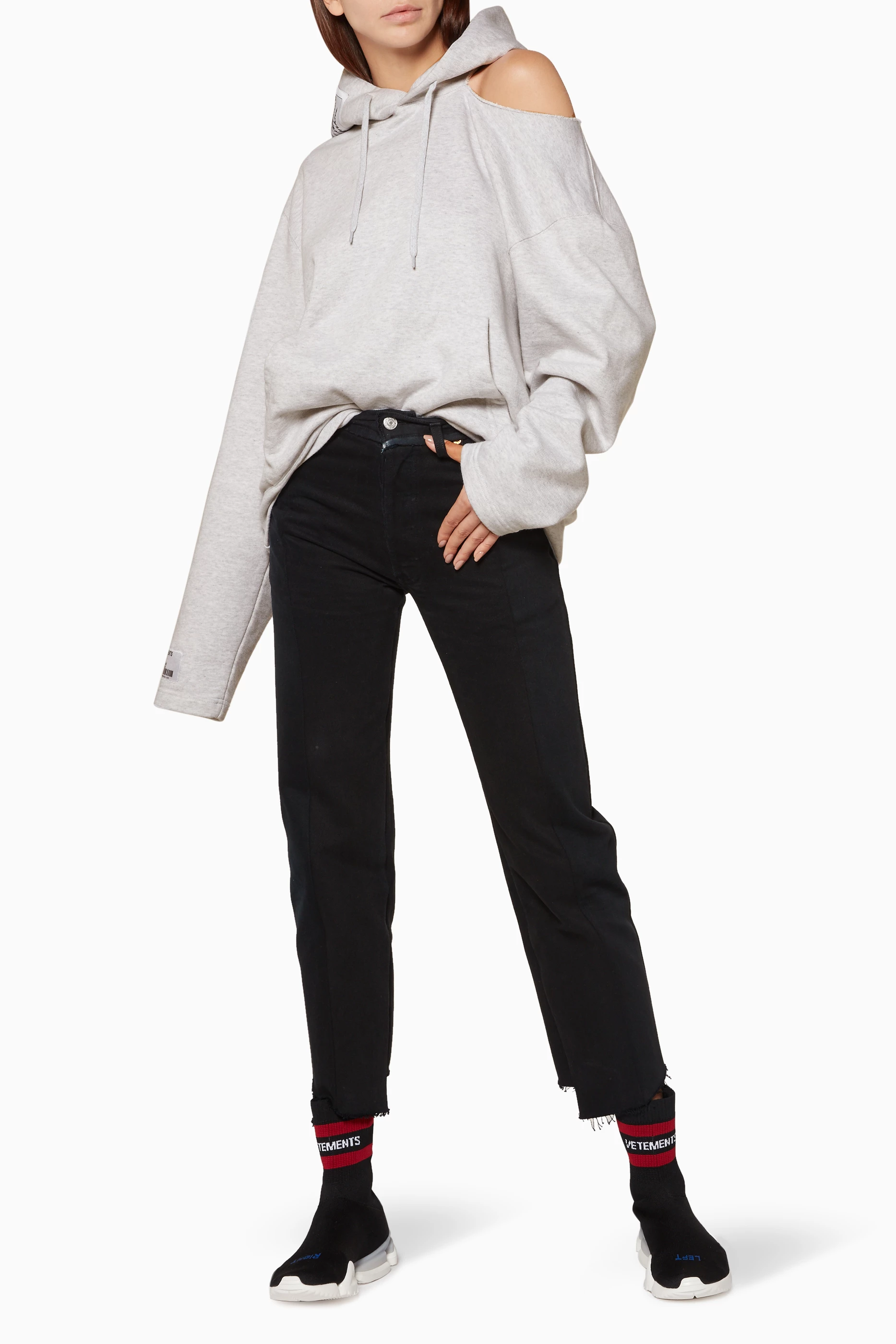 Vetements open clearance shoulder hoodie