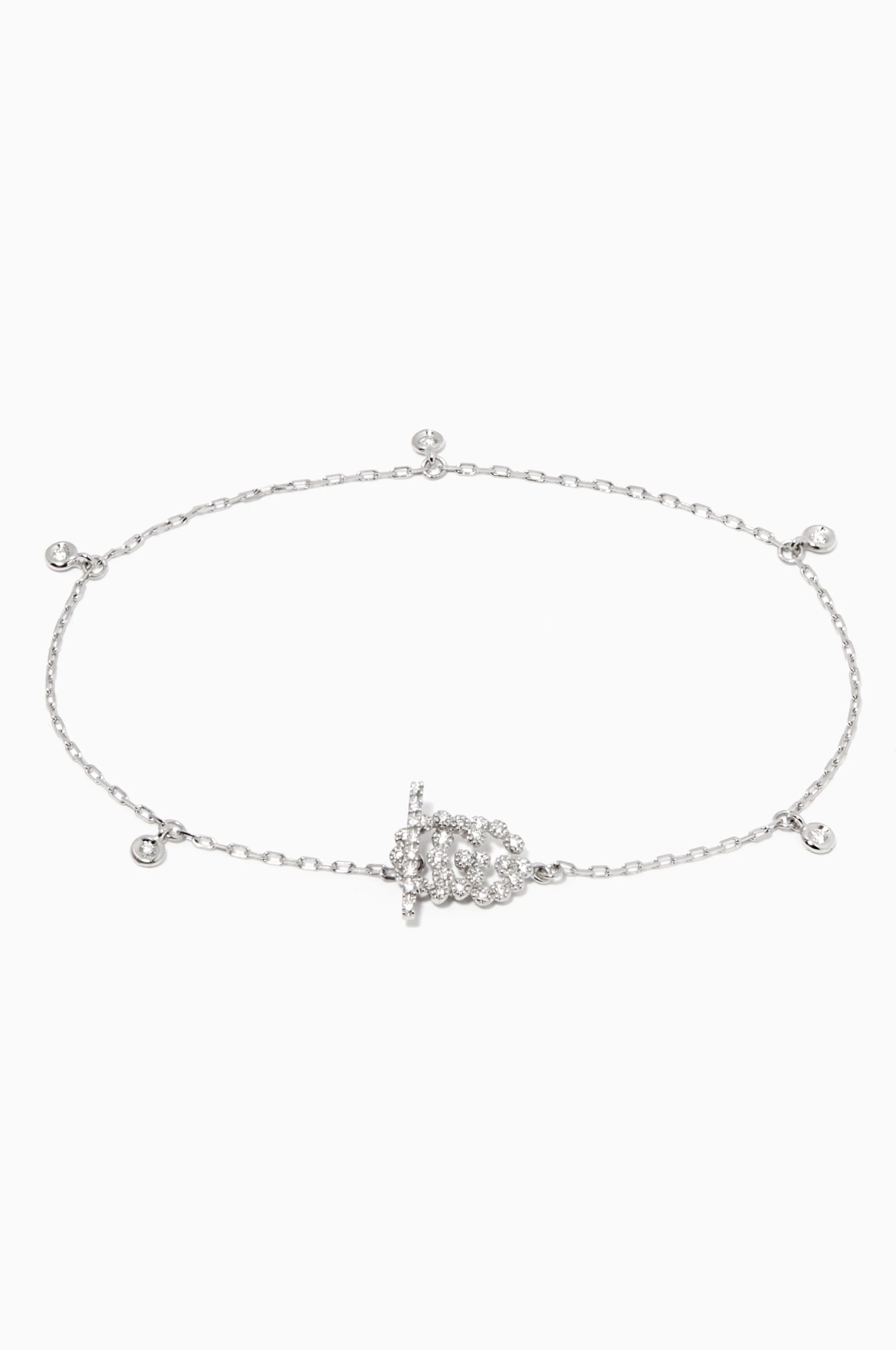 Buy Gucci Silver White Gold Diamond Double G Bracelet for Women
