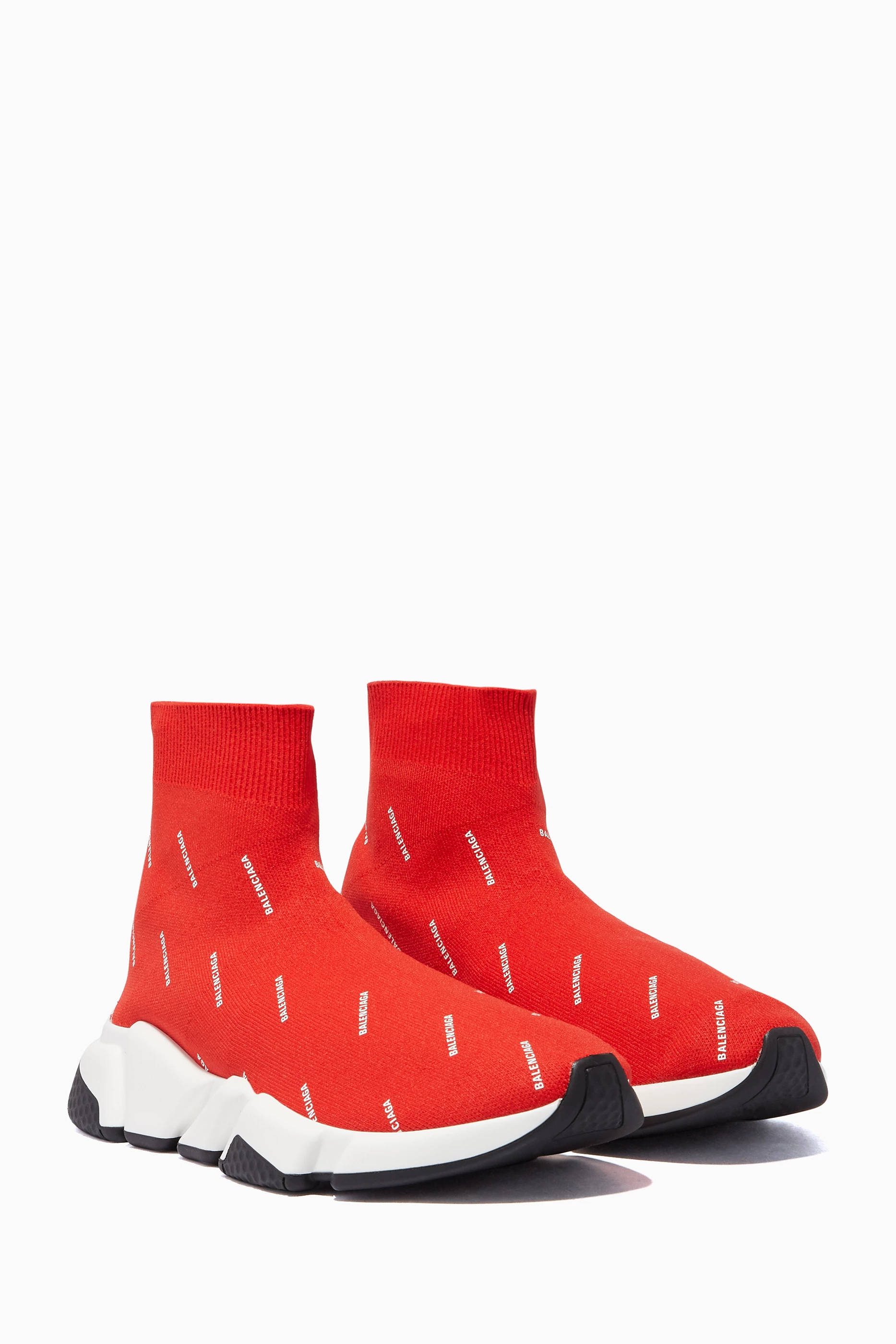 Buy Balenciaga Red Red Logo Detail Speed High Top Sneakers for Women in UAE Ounass