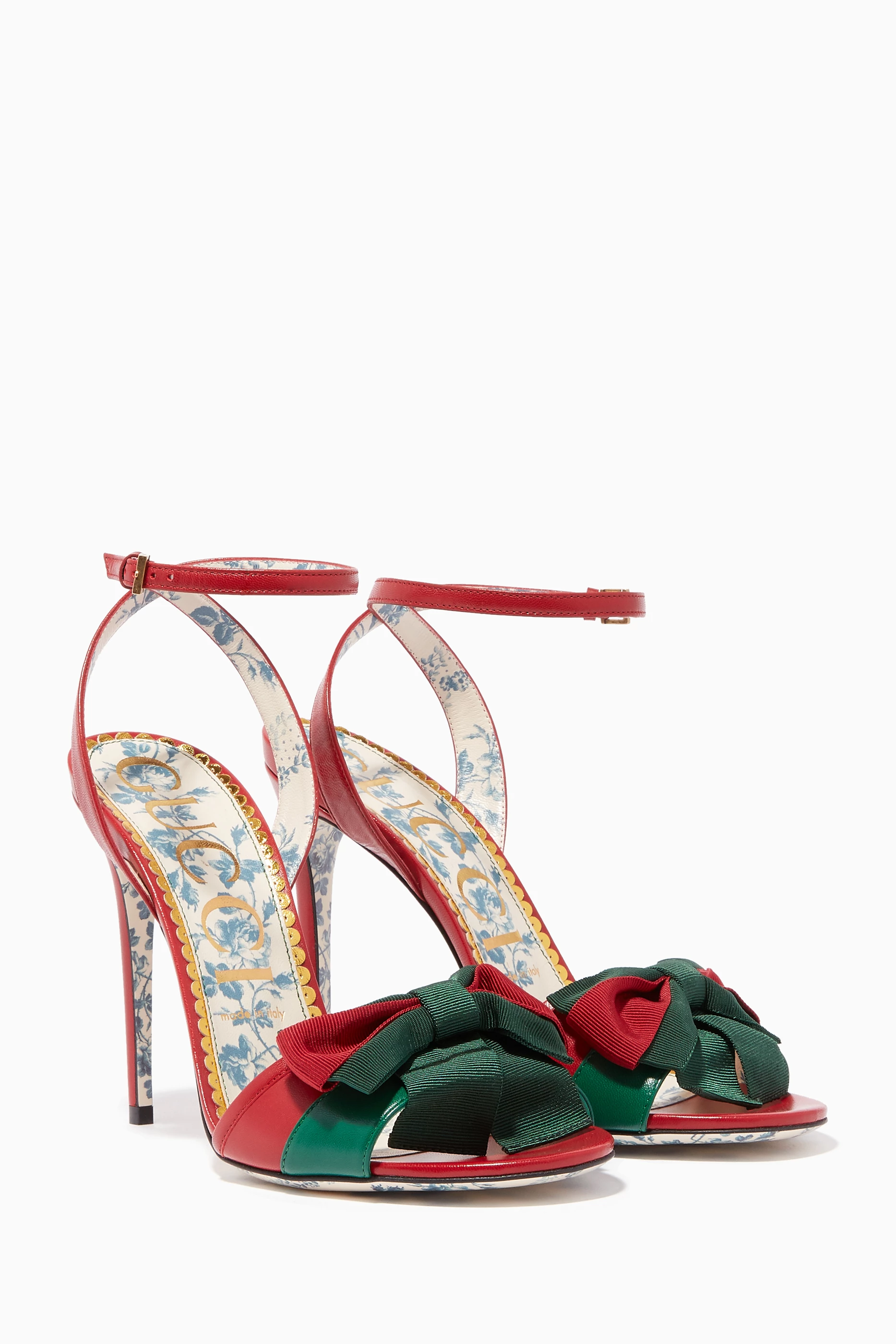 Gucci leather sandal with web bow shop