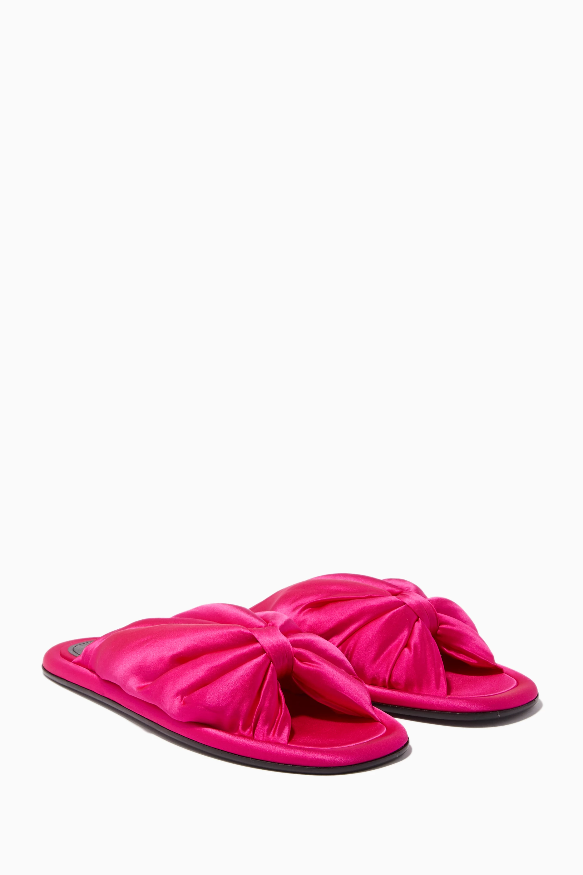 Buy Balenciaga Pink Fuchsia Satin Bow Slides for Women in UAE Ounass