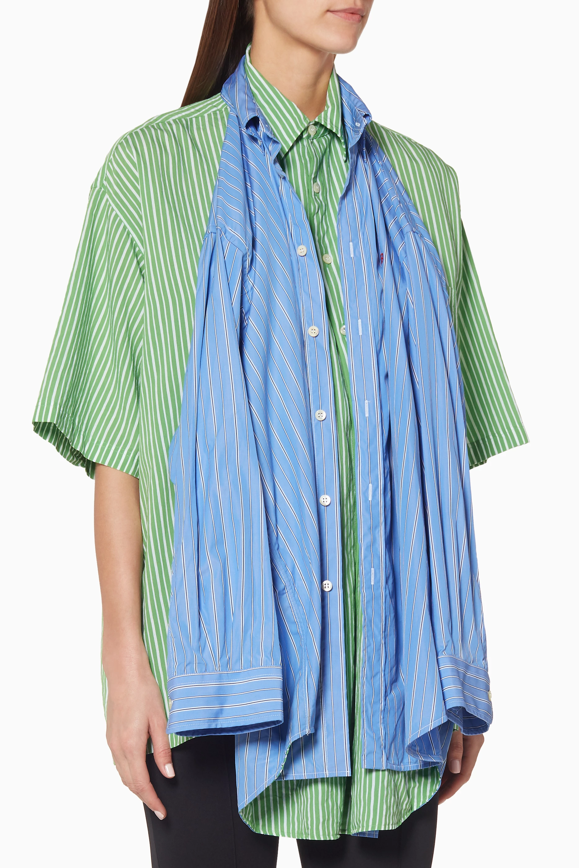 Balenciaga blue striped top shirt