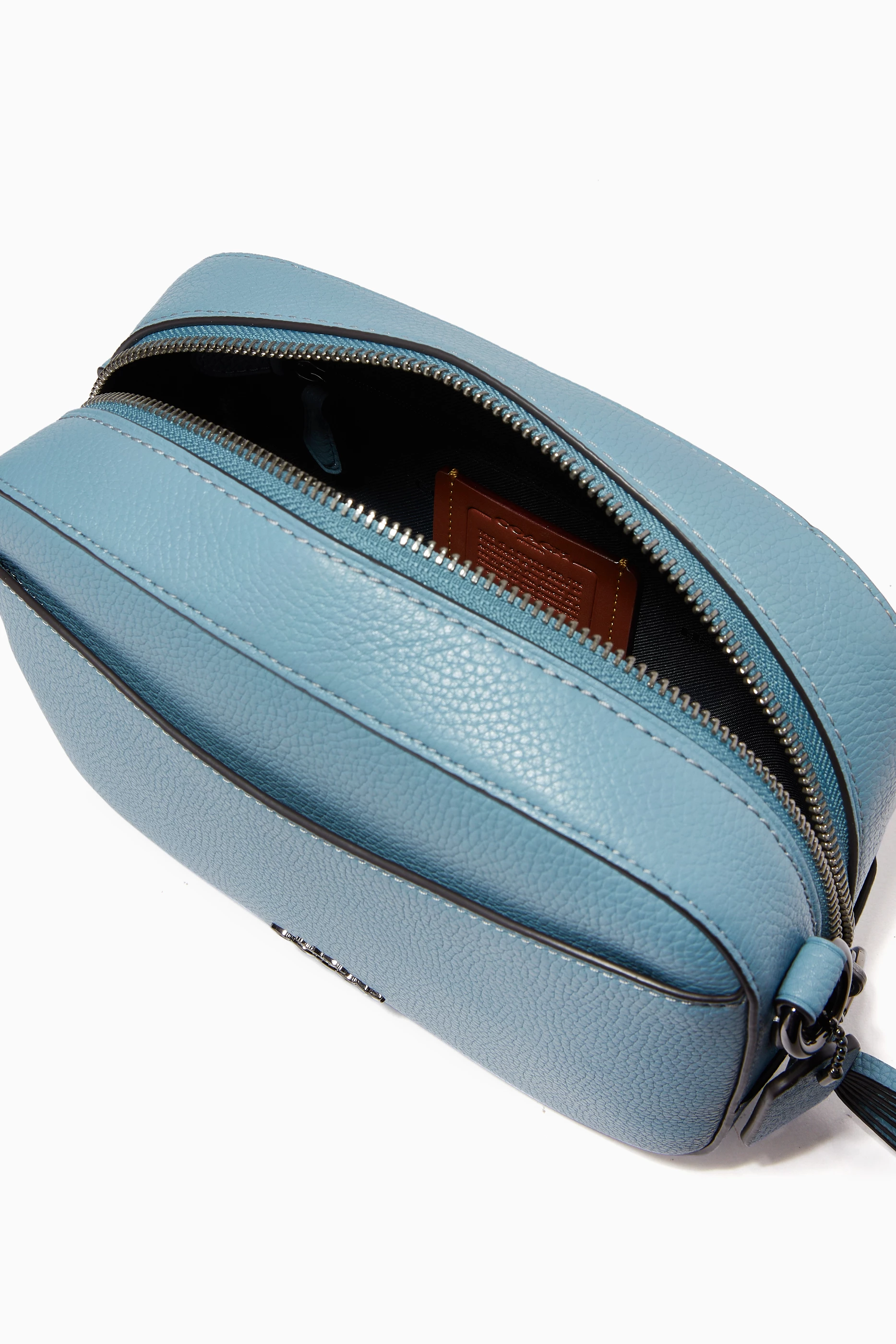 Coach camera bag new arrivals metallic blue