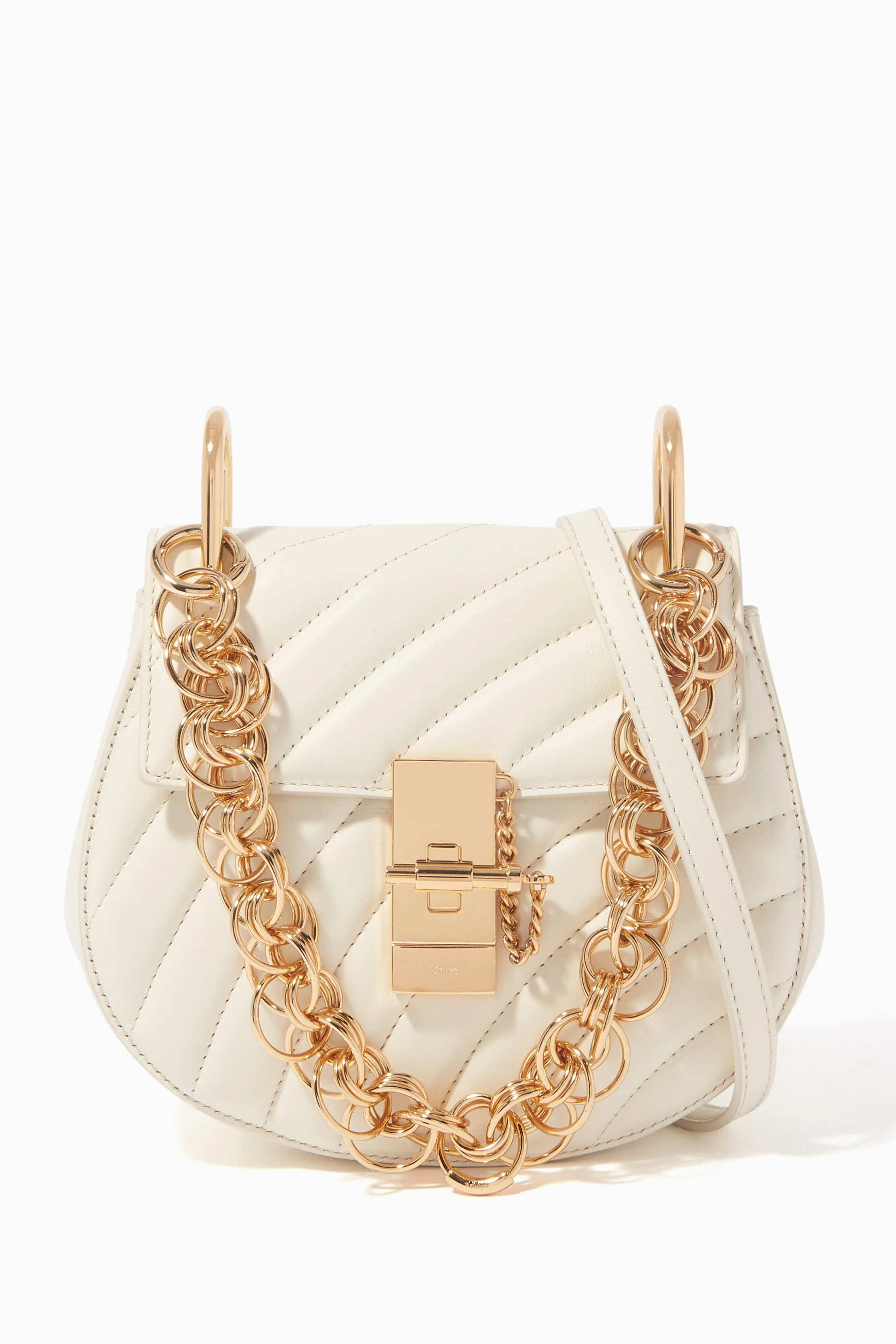 Buy Chlo White Natural White Mini Drew Bijou Shoulder Bag for Women in UAE Ounass