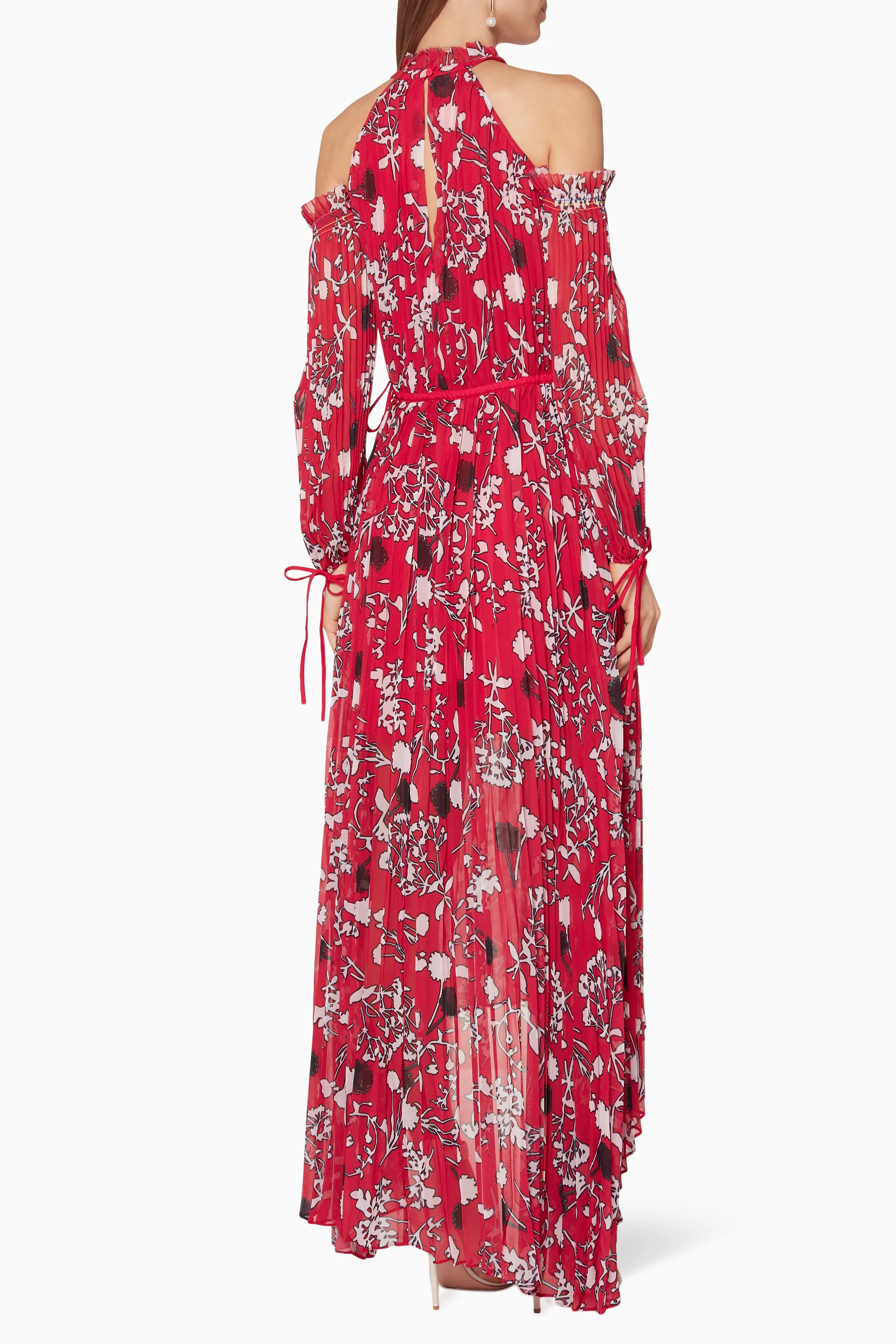 Self portrait cold shoulder floral dress sales