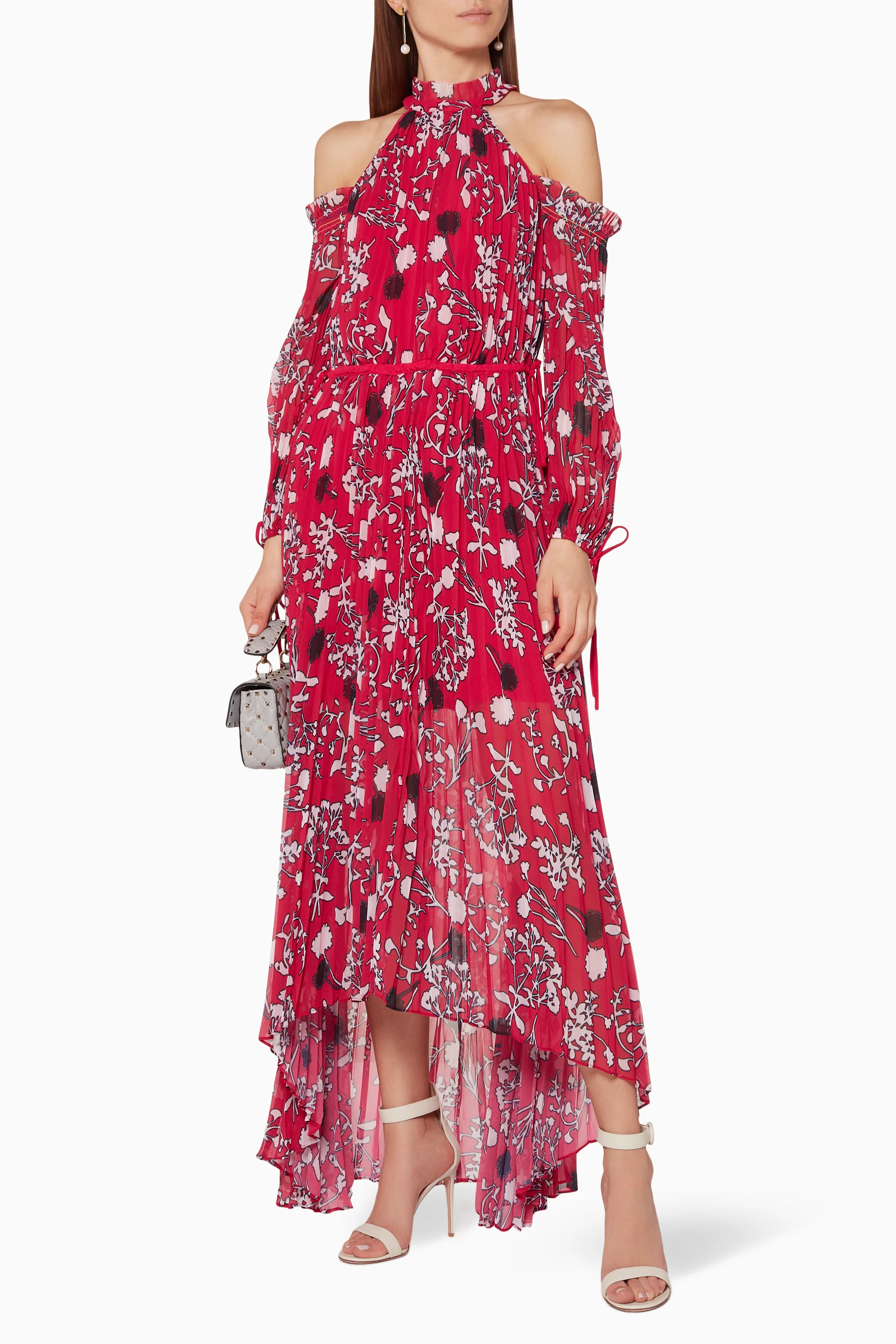 Self portrait floral printed plisse deals dress