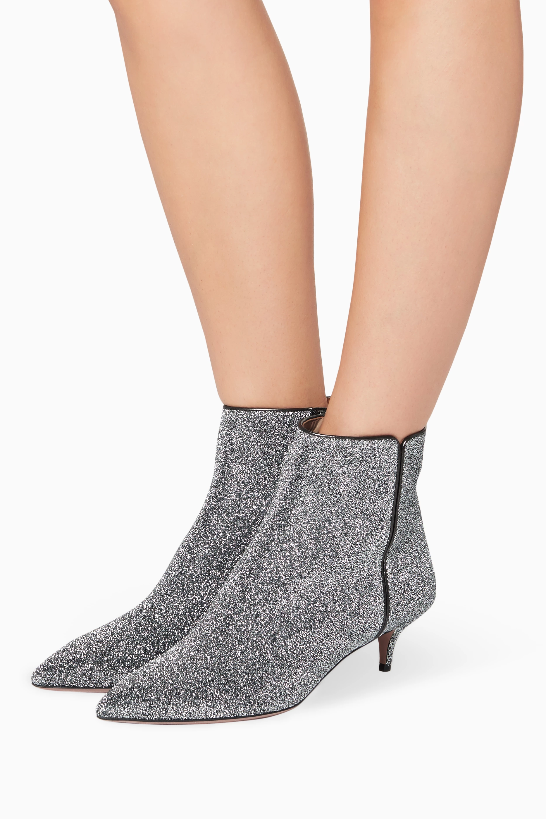 Buy Aquazzura Silver Silver Lurex Quant Booties for Women in UAE
