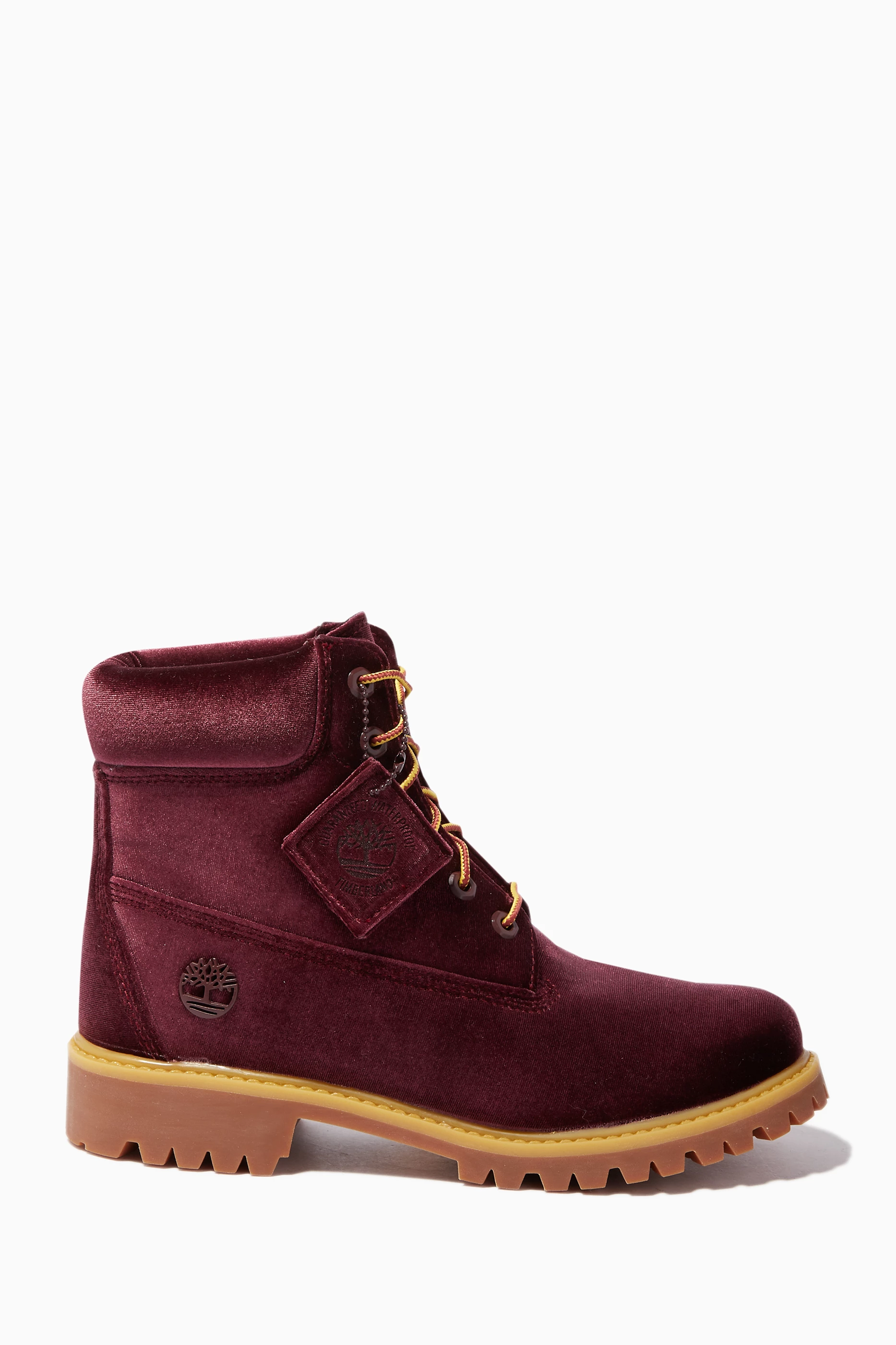 Maroon discount velvet timberlands