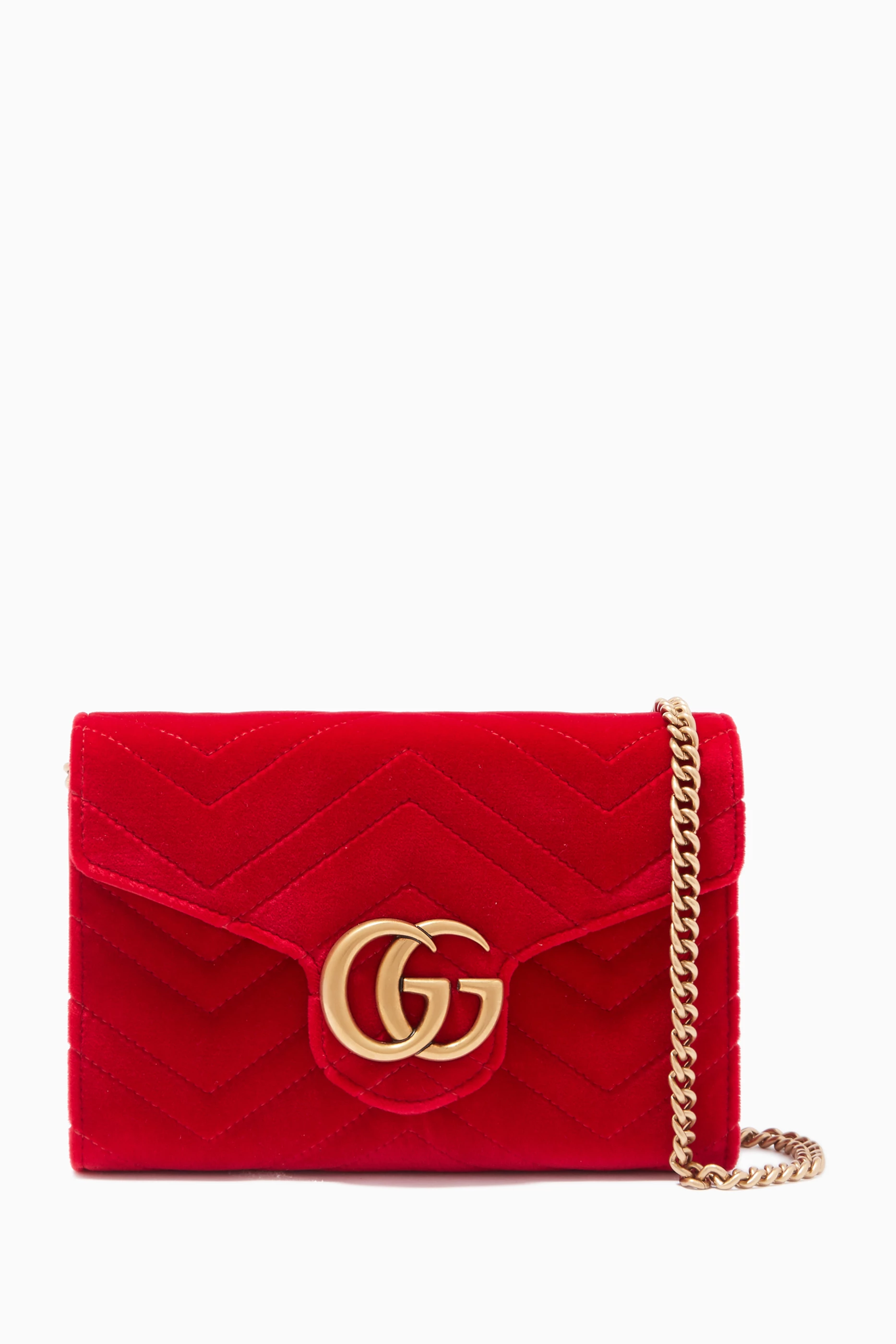 Gucci marmont velvet wallet on clearance chain