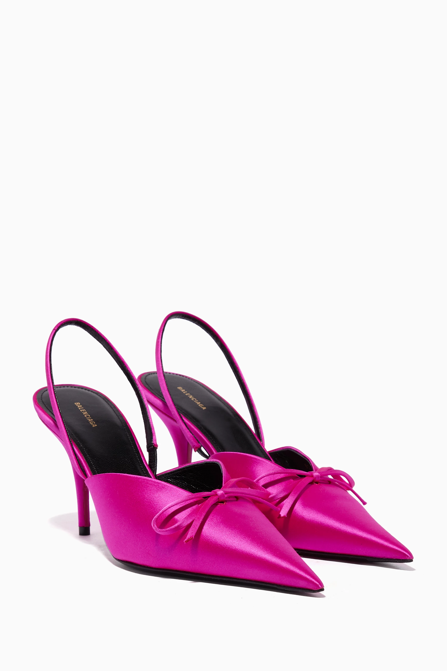 Buy Balenciaga Pink Rose Hortensia Knife Satin Slingback Pumps for Women in UAE Ounass