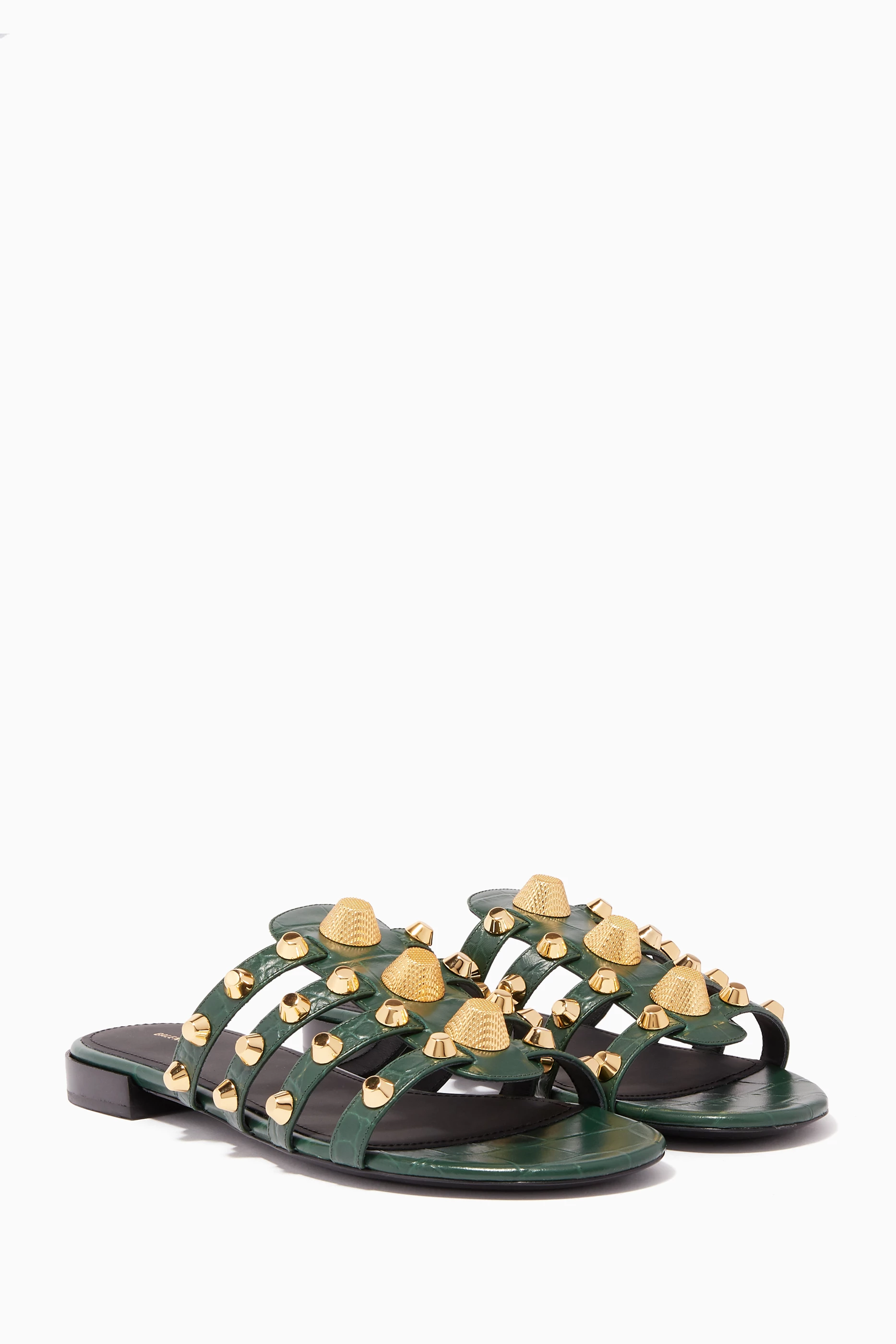 Buy Balenciaga Green Dark Green Arena Giant Flat Sandals for Women in UAE Ounass