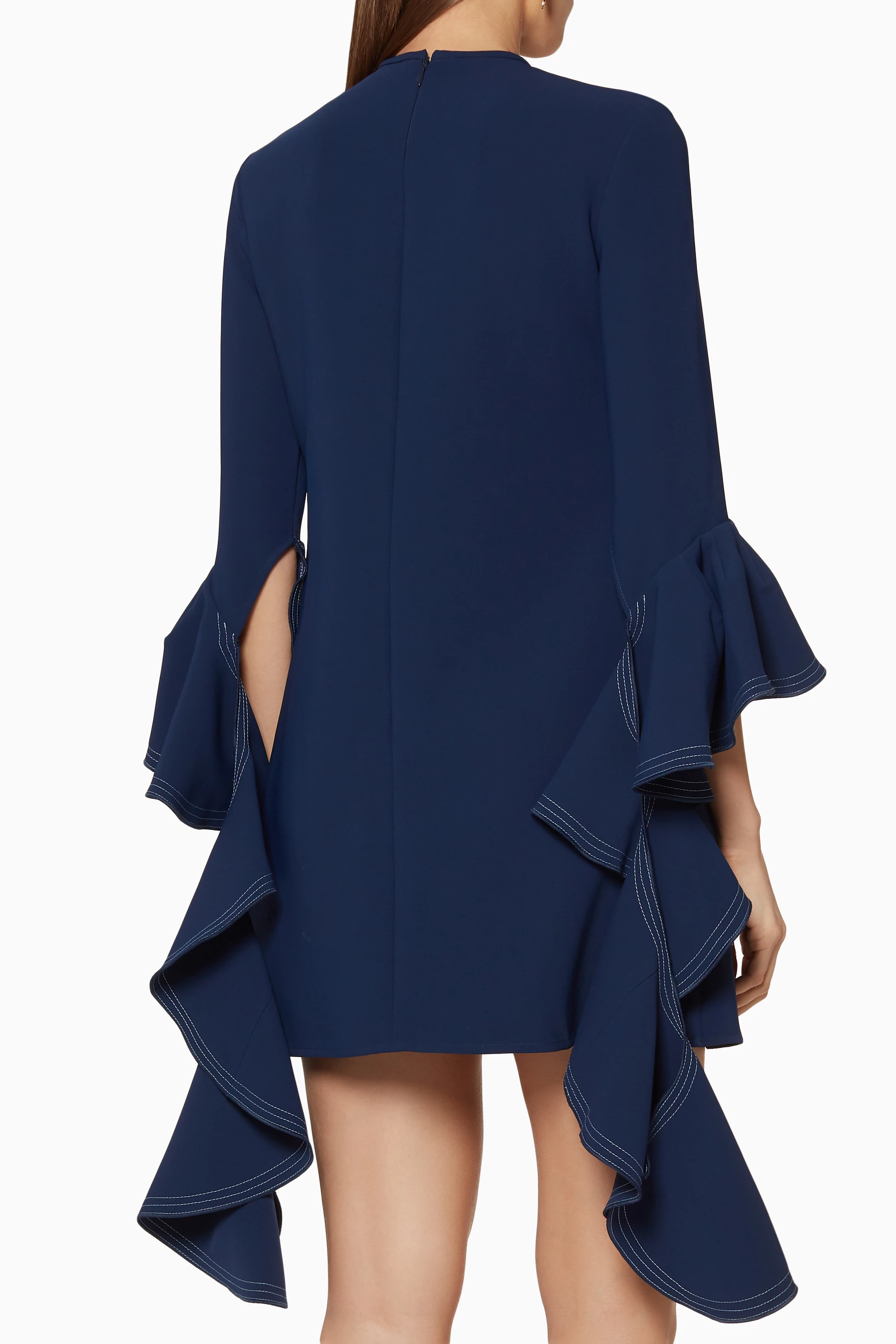 Buy Ellery Blue Navy Kilkenny Frill Sleeve Dress for Women in UAE