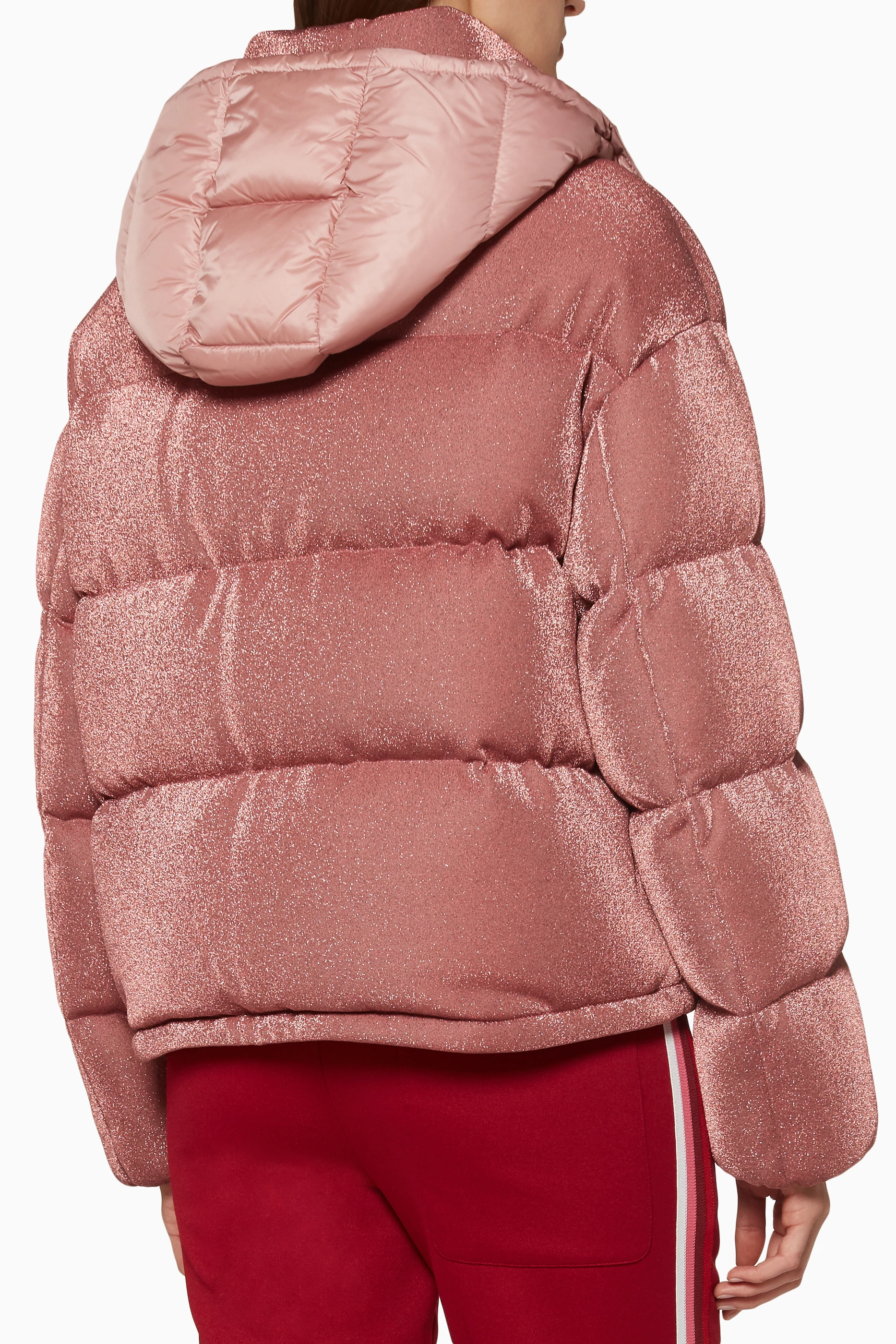 Moncler pink glitter outlet jacket