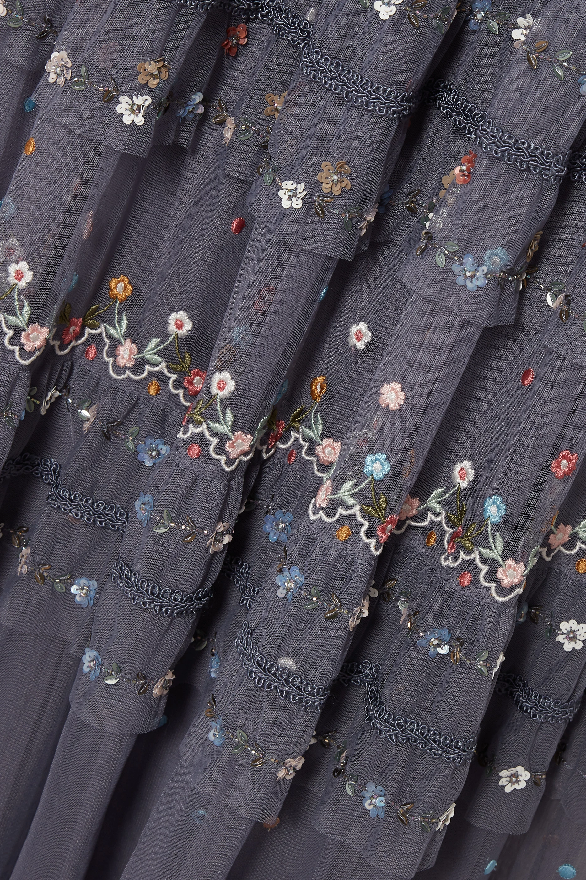 Buy Needle Thread Blue Vintage Navy Embroidered Paradise Gown