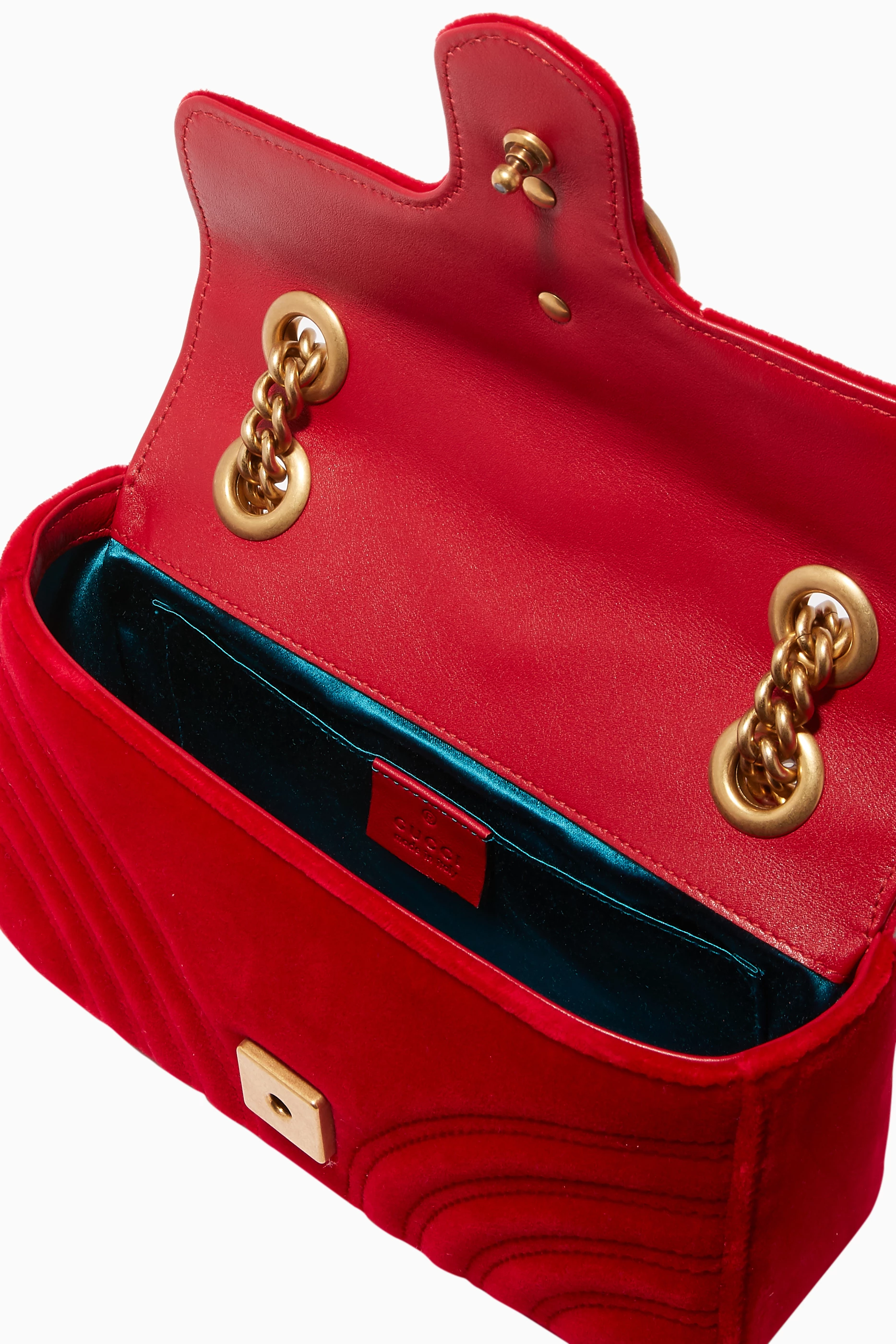Buy Gucci Red Red Mini GG Marmont 2.0 Velvet Shoulder Bag for WOMEN in UAE
