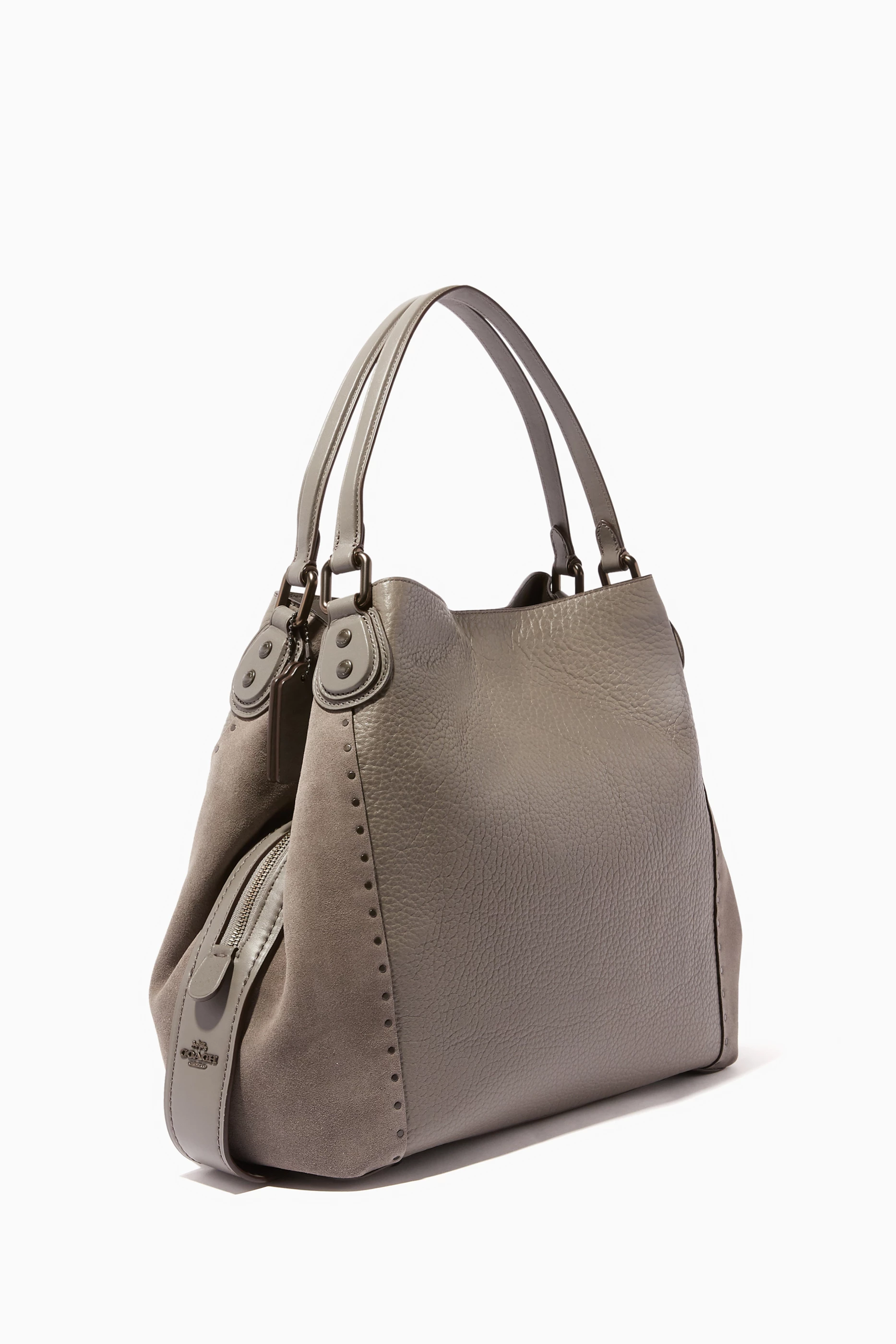 Coach edie 42 rivet leather & suede shoulder bag sale