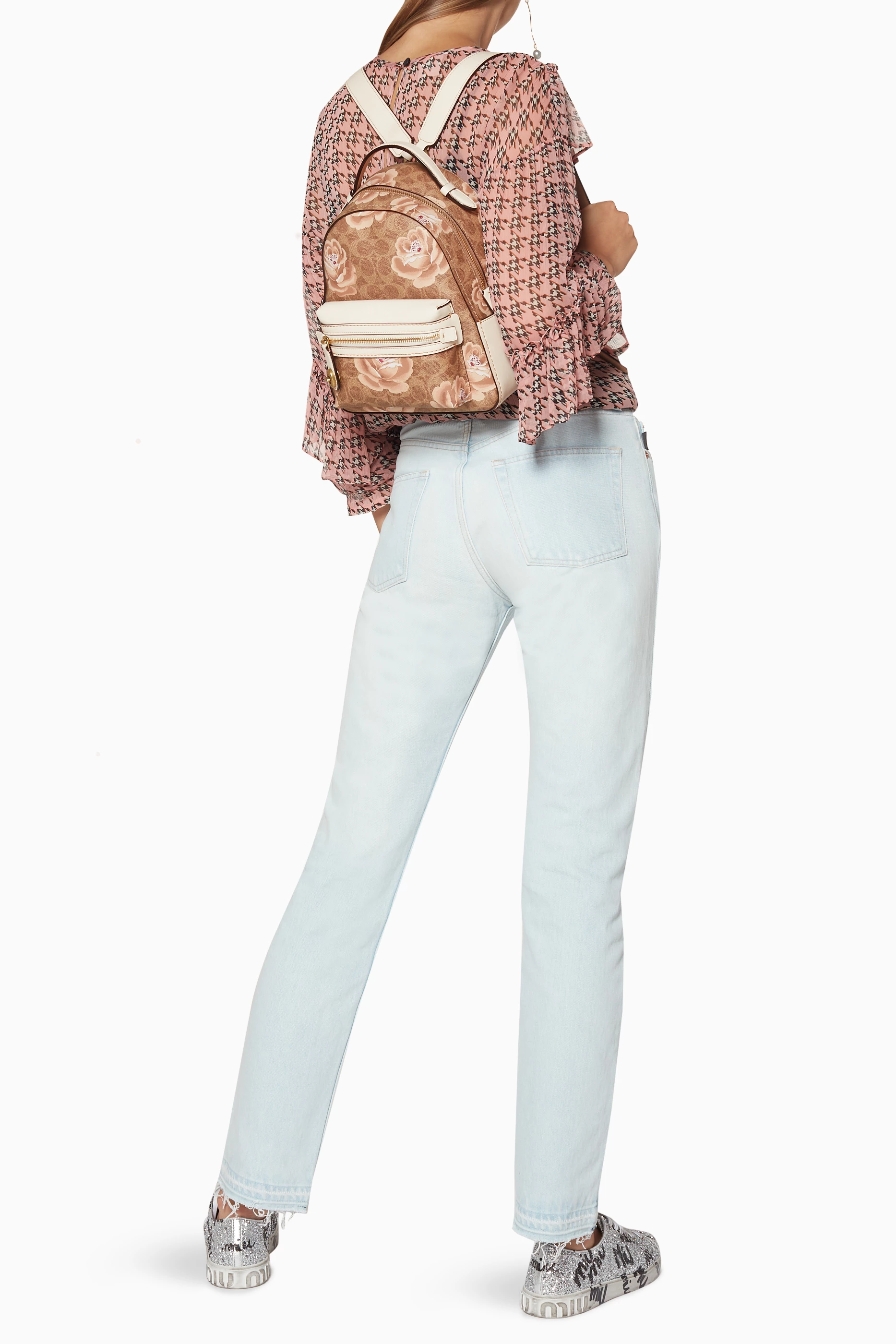 Buy Coach Brown Tan Chalk Rose Print Campus Backpack 23 for