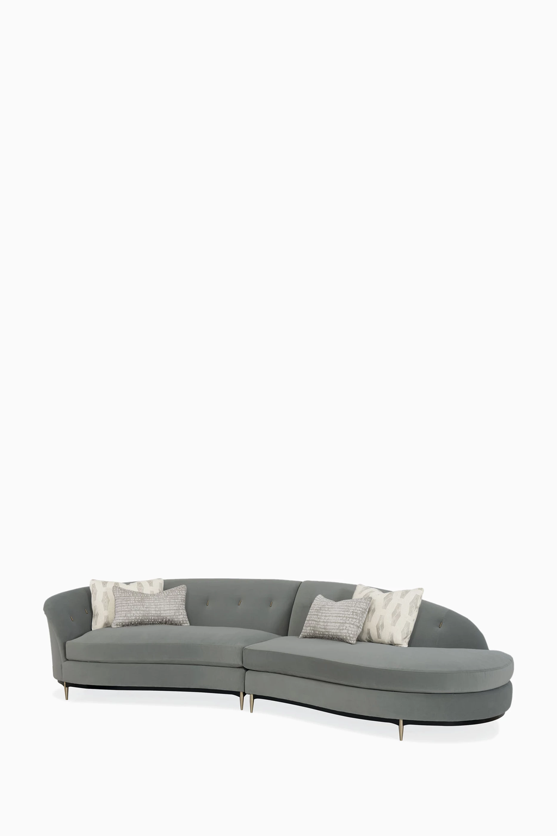 Grey top curved sofa
