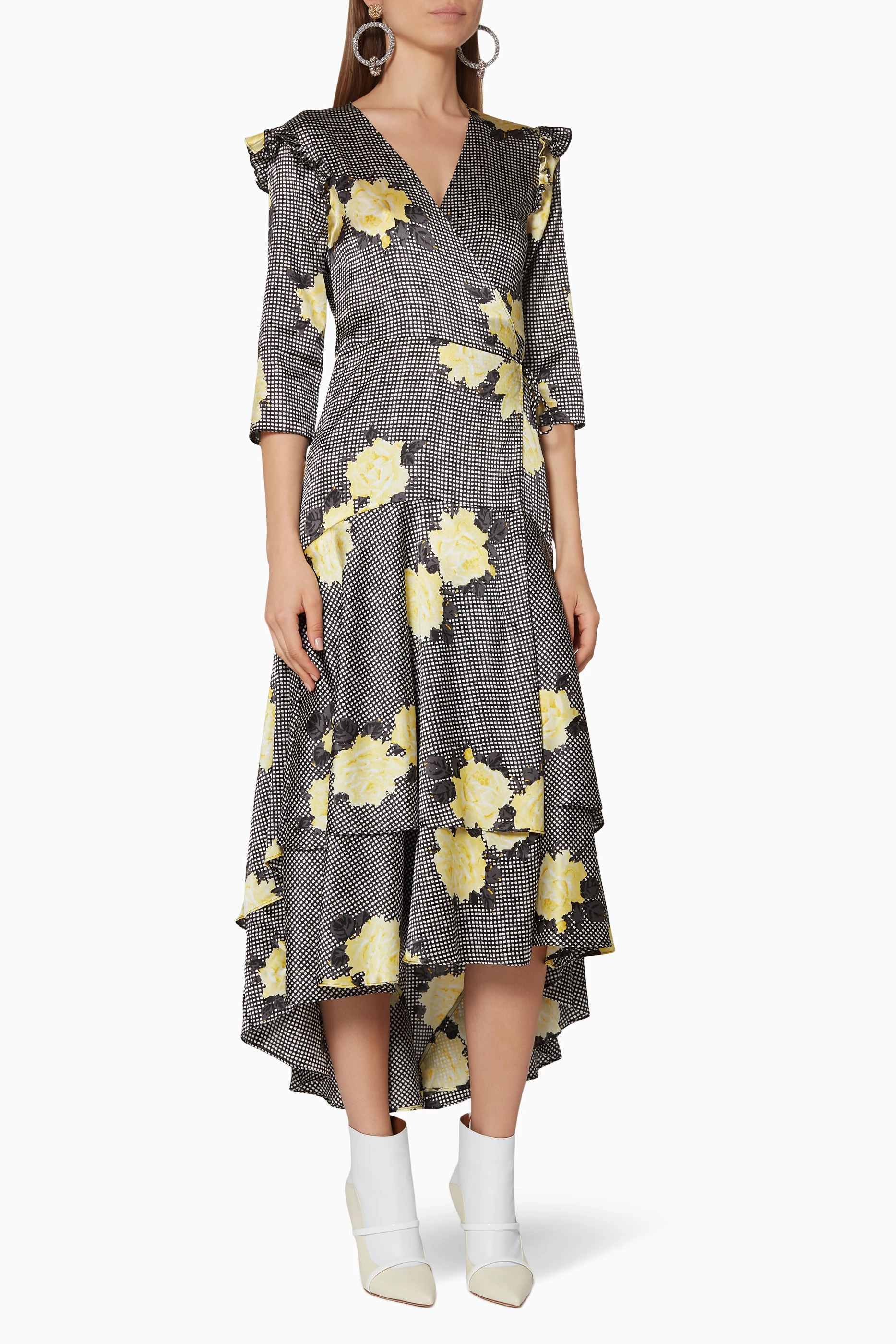 Buy Ganni Black Black Floral Print Calla Dress for Women in UAE