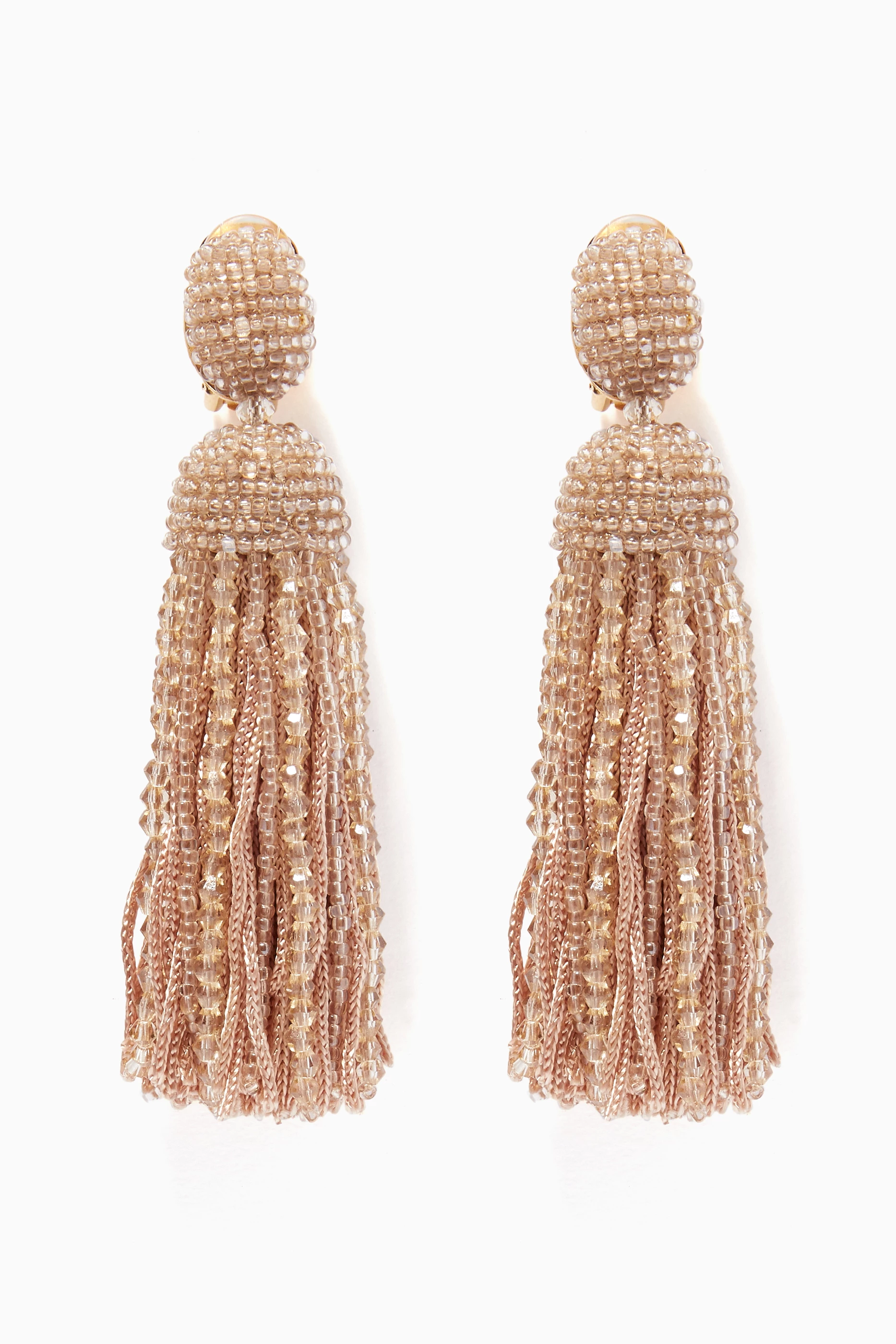 Buy Oscar de la Renta Gold Gold Short Bead Silk Tassel Earrings for Women in UAE Ounass