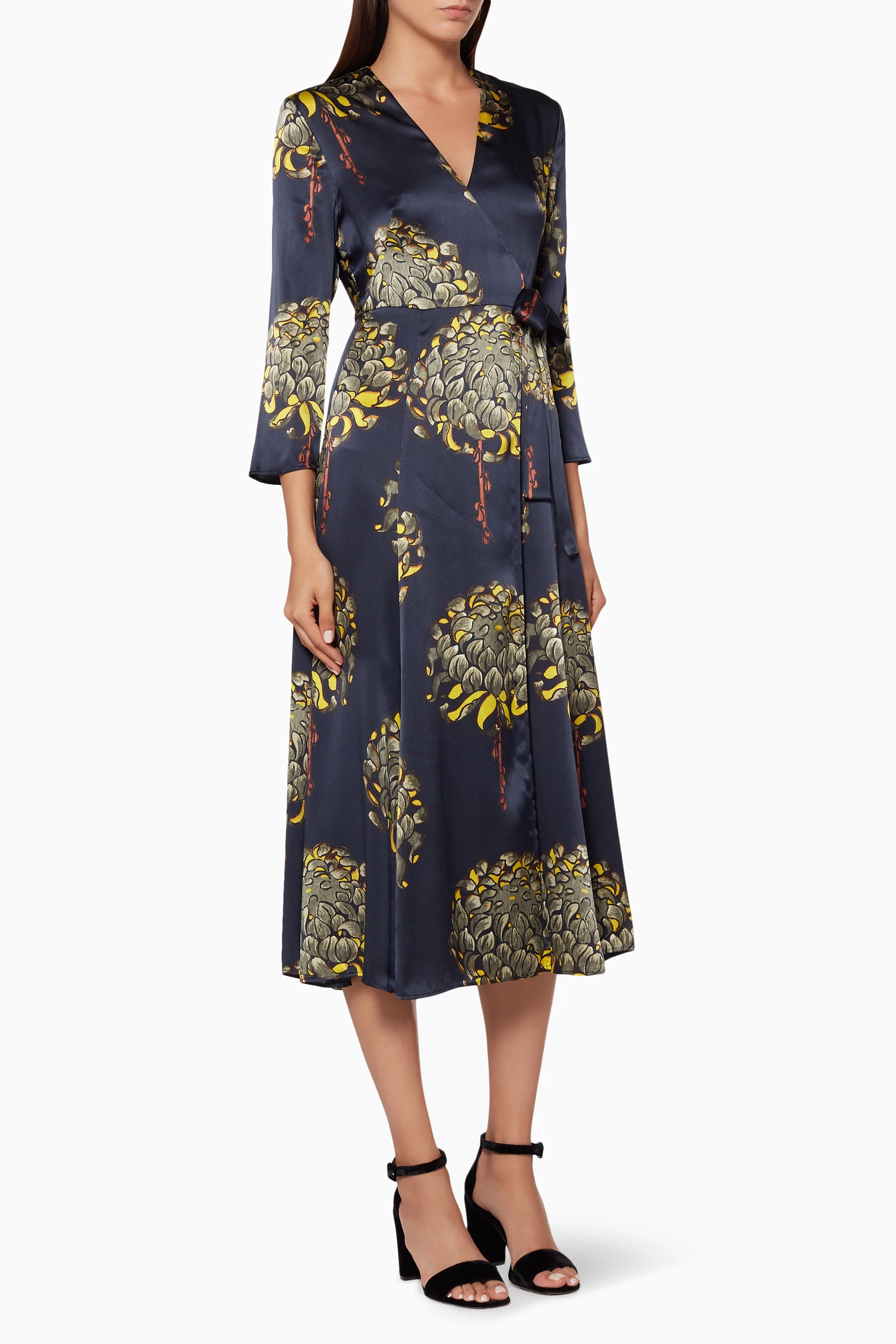 Buy WHISTLES Blue Navy Gabrielle Printed Wrap Dress for Women in