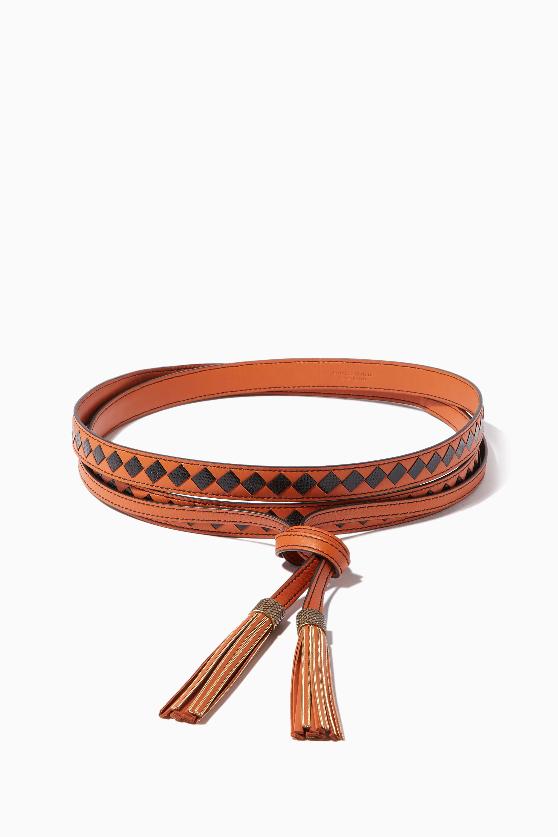 Orange store leather belt